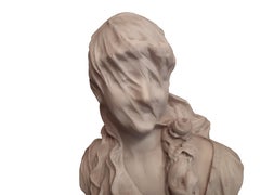 Büste einer jungen verschleierten Frau - Marmor - Vittorio Pochini