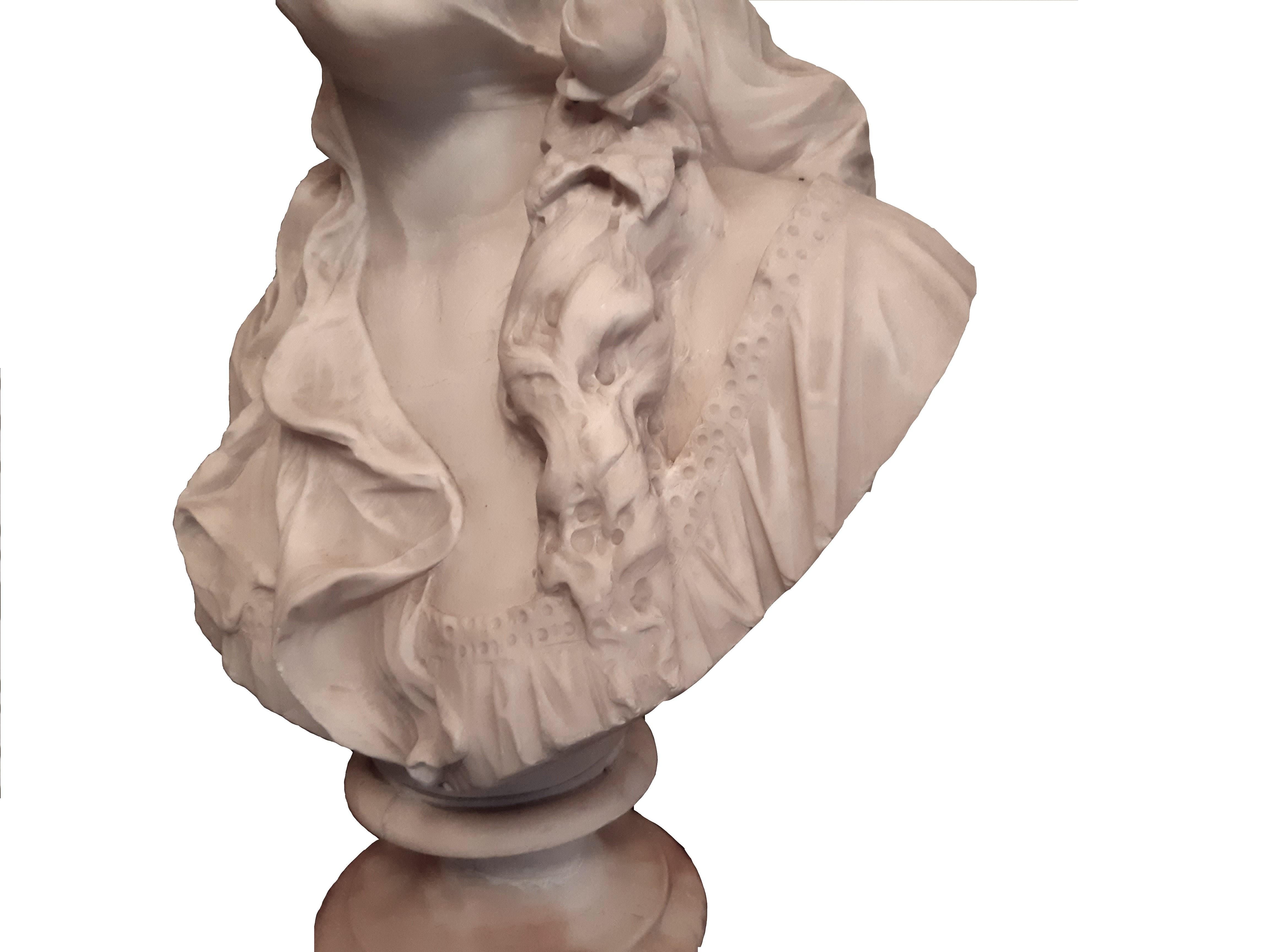 Italian Büste einer jungen verschleierten Frau - Marmor - Vittorio Pochini For Sale