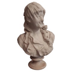 Antique Büste einer jungen verschleierten Frau - Marmor - Vittorio Pochini