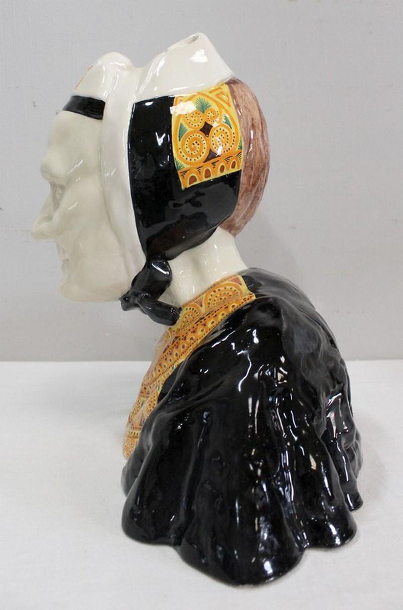 Busto in terracotta di una donna Bigoudène, di H. Porson - 1920/1930 in vendita 3
