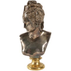 Büste der Diane in Bronze und Silber:: Anfang des 20. Jahrhunderts