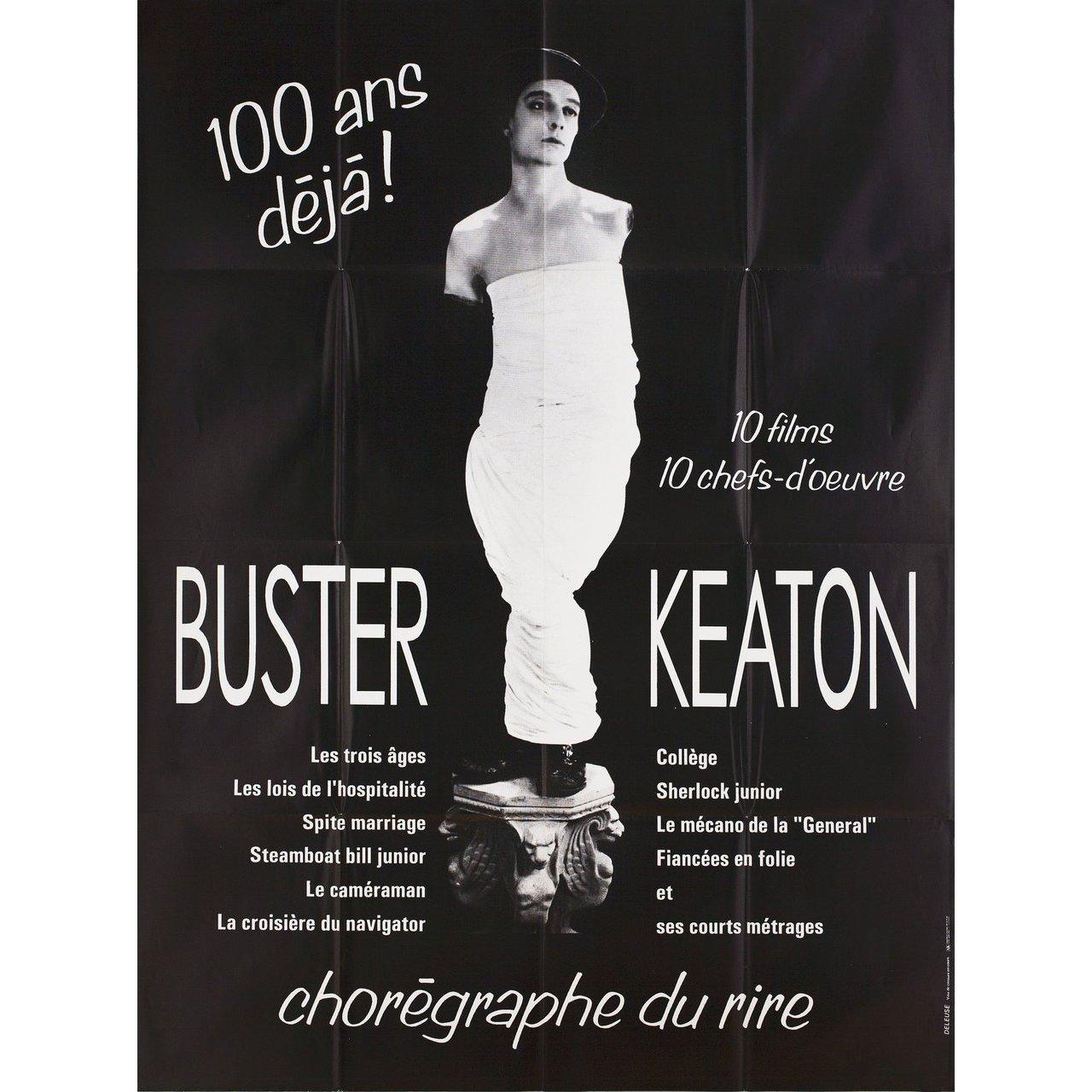 Original 1980s French grande poster for the festival Buster Keaton Festival with films directed by Buster Keaton. Very good-fine condition, folded. Many original posters were issued folded or were subsequently folded. Please note: the size is stated