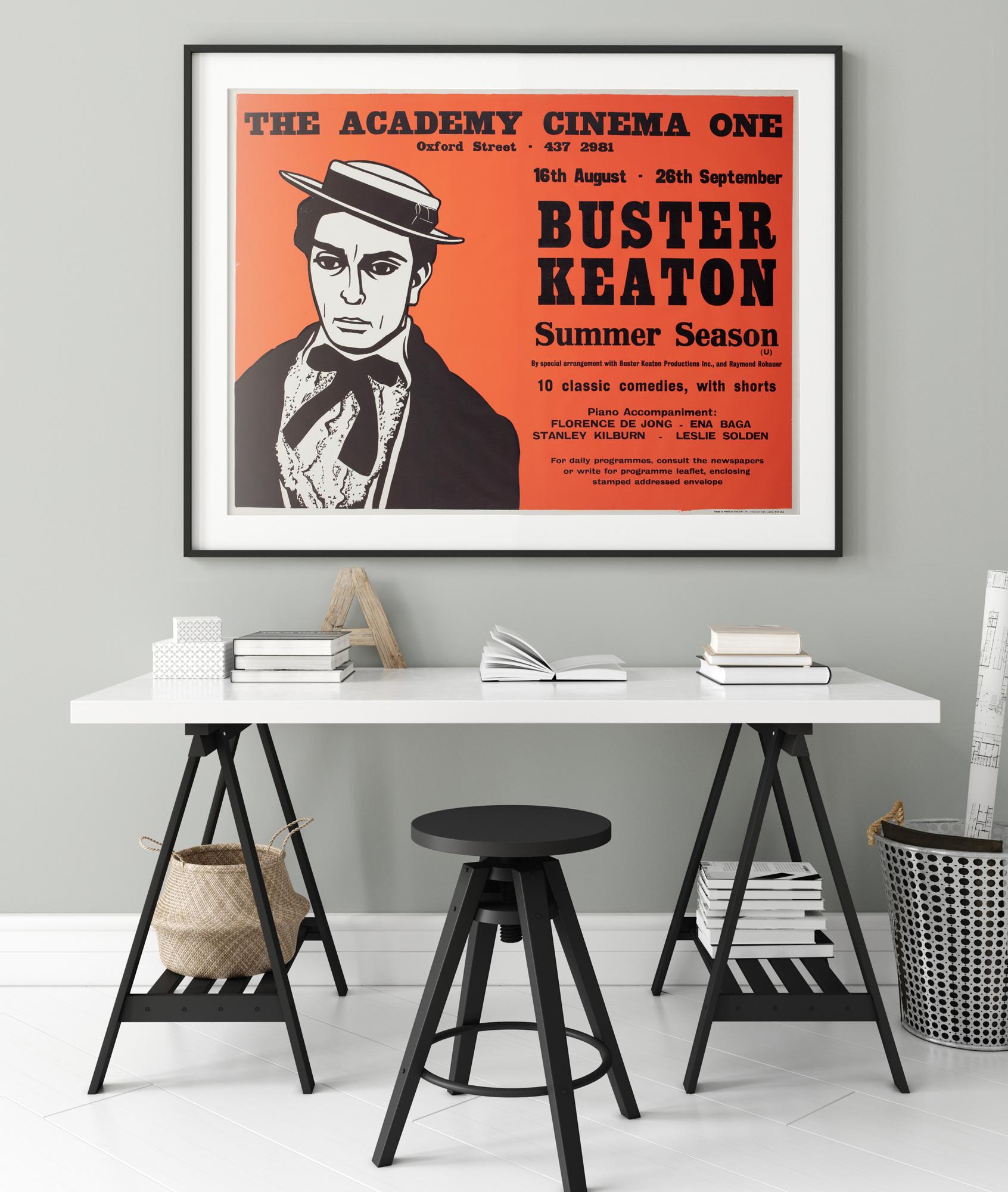 We adore this original 1970s film posters for a special Buster Keaton season at the Academy Cinema. Typically electrifying artwork by Peter Strausfeld.

Cologne born Strausfeld came to England in 1938. Whilst interned on the Isle of Man during the