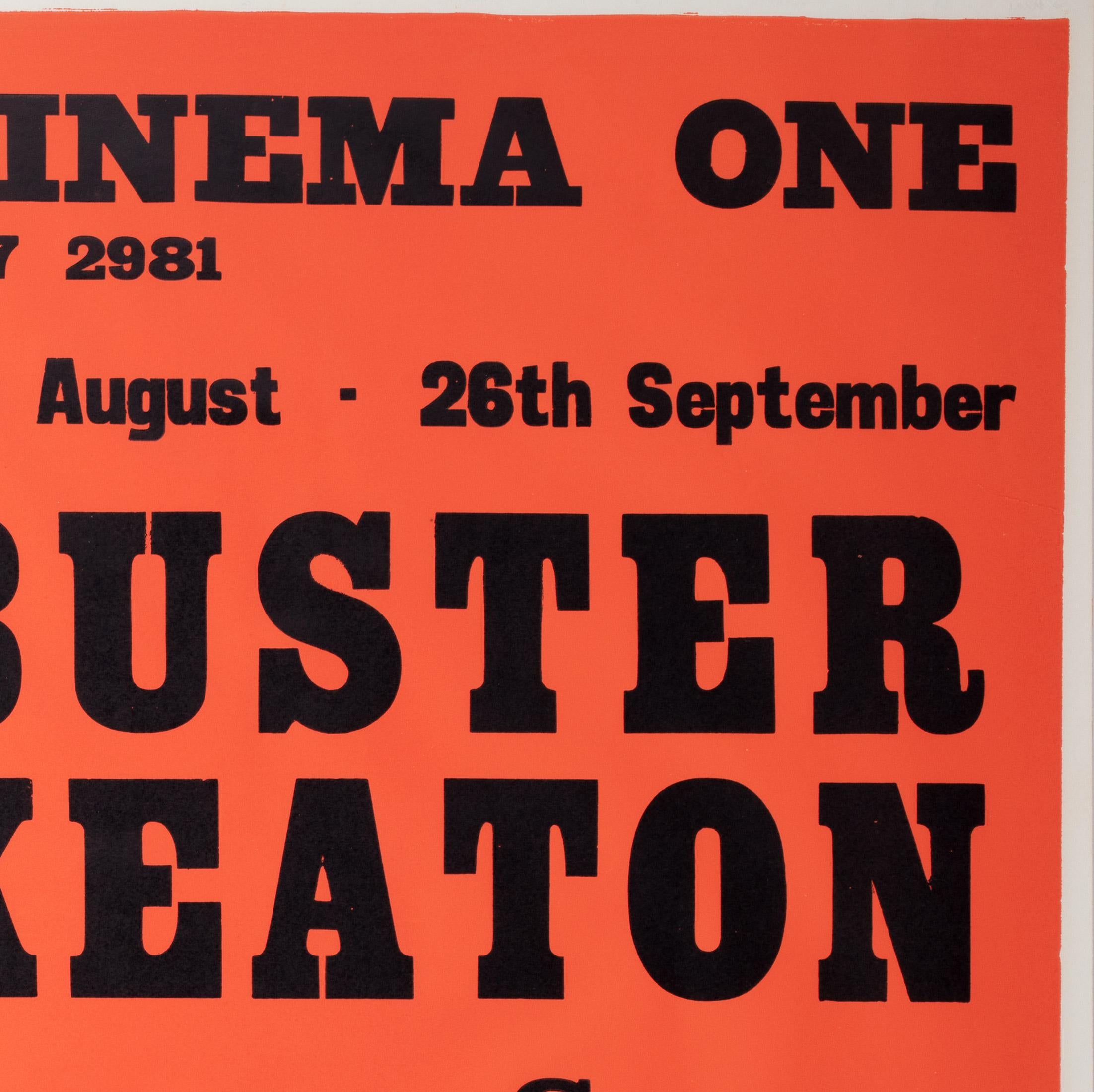 Buster Keaton Summer Season 1970s London UK Quad Film Movie Poster, Strausfeld In Excellent Condition For Sale In Bath, Somerset