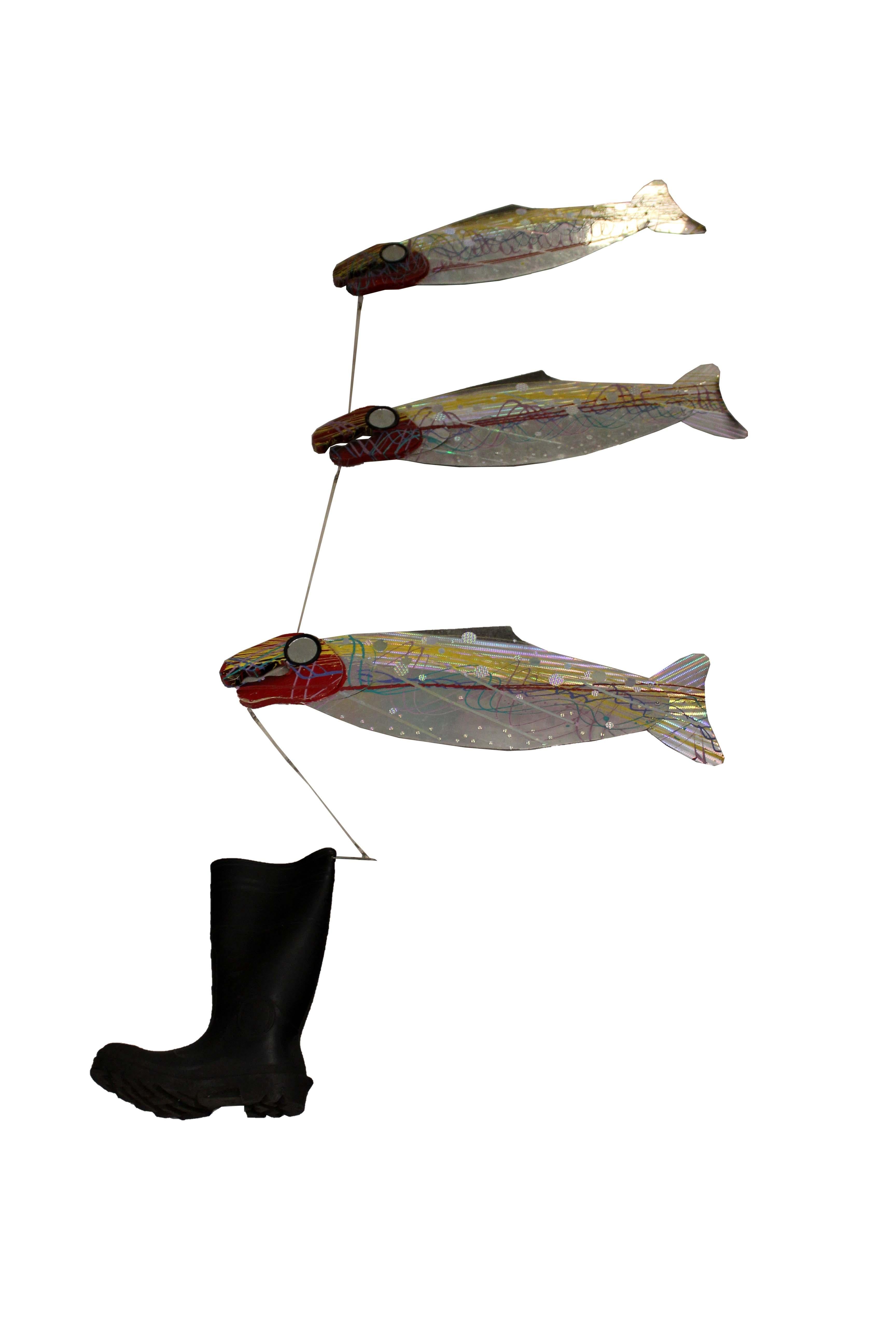 Buster Simpson Salmon-Ta-Boot Hanging Windvane Folk Art Sculpture 1986 9