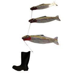 Buster Simpson Salmon-Ta-Boot Hanging Windvane Folk Art Sculpture 1986