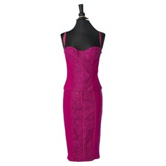 Bustier and skirt fushia lingerie style ensemble D&G by Dolce & Gabbana