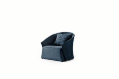 Bustier Armchair in Vip Planet Blue Upholstery by Giuseppe Viganò