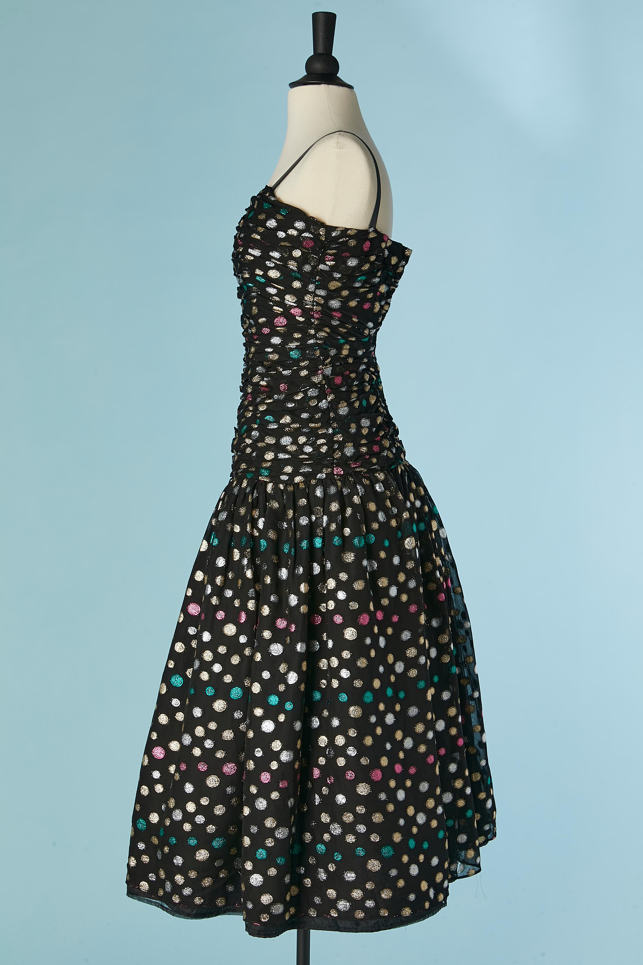 Women's Bustier cocktail dress in Polka dots Lurex Victor COSTA for Neiman Marcus For Sale