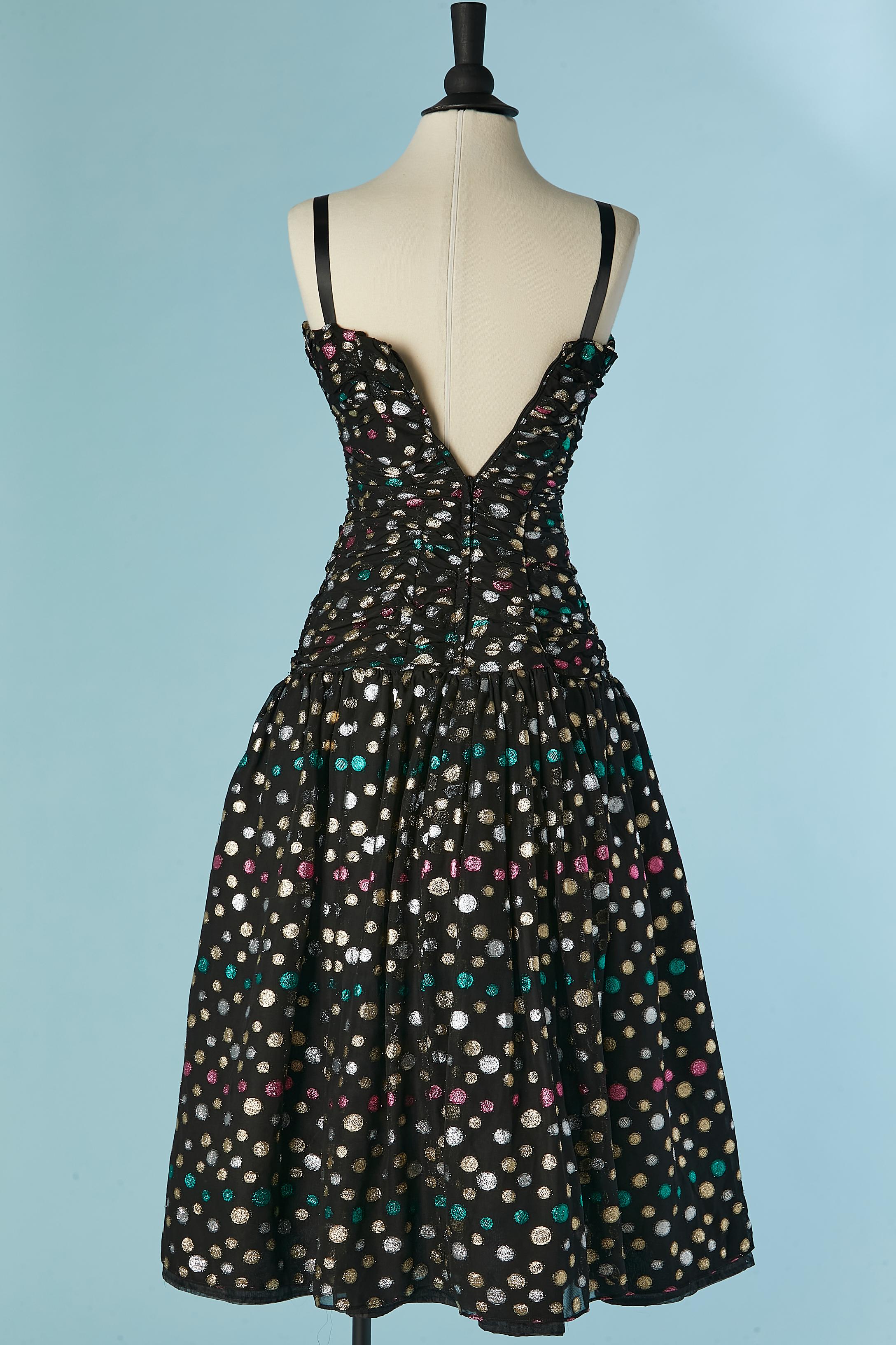 Bustier cocktail dress in Polka dots Lurex Victor COSTA for Neiman Marcus For Sale 1