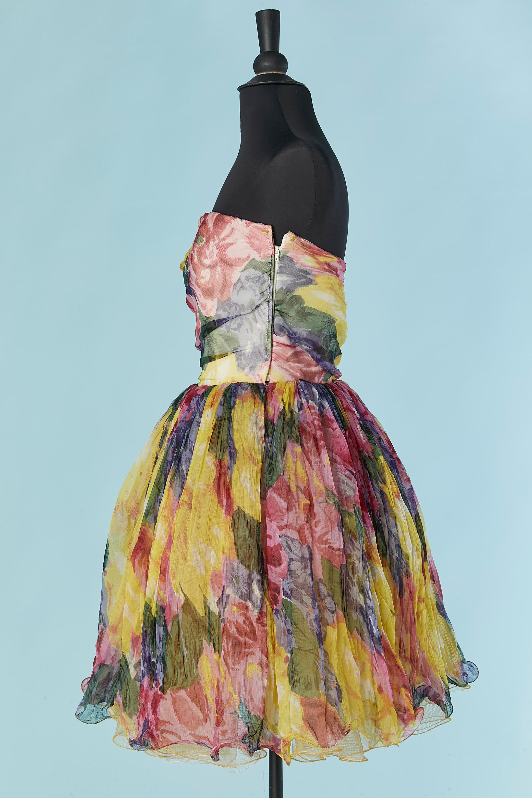 Bustier cocktail dress with flower print CHIARA BONI In Excellent Condition For Sale In Saint-Ouen-Sur-Seine, FR