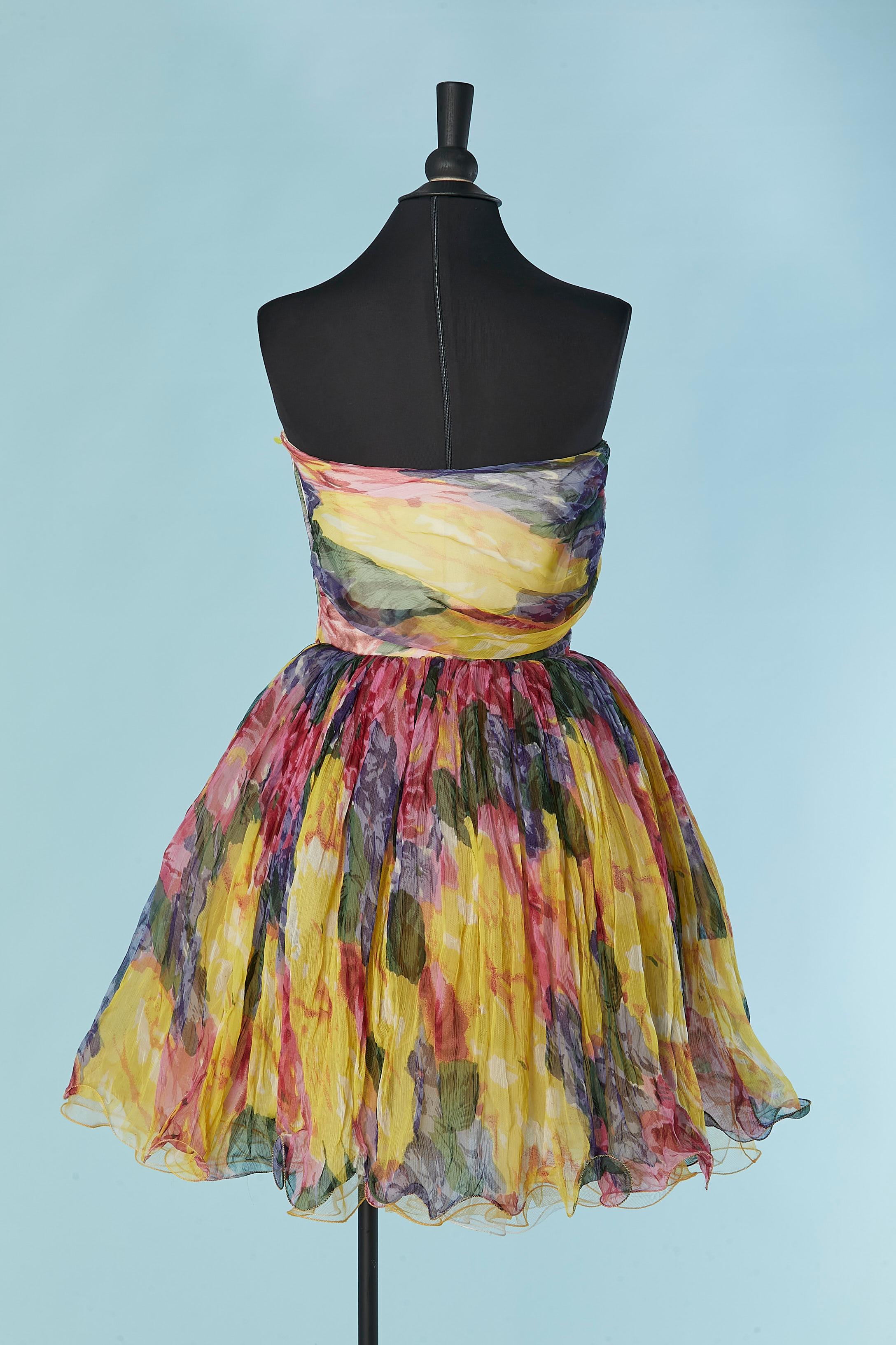 Women's Bustier cocktail dress with flower print CHIARA BONI For Sale