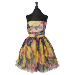 Bustier cocktail dress with flower print CHIARA BONI