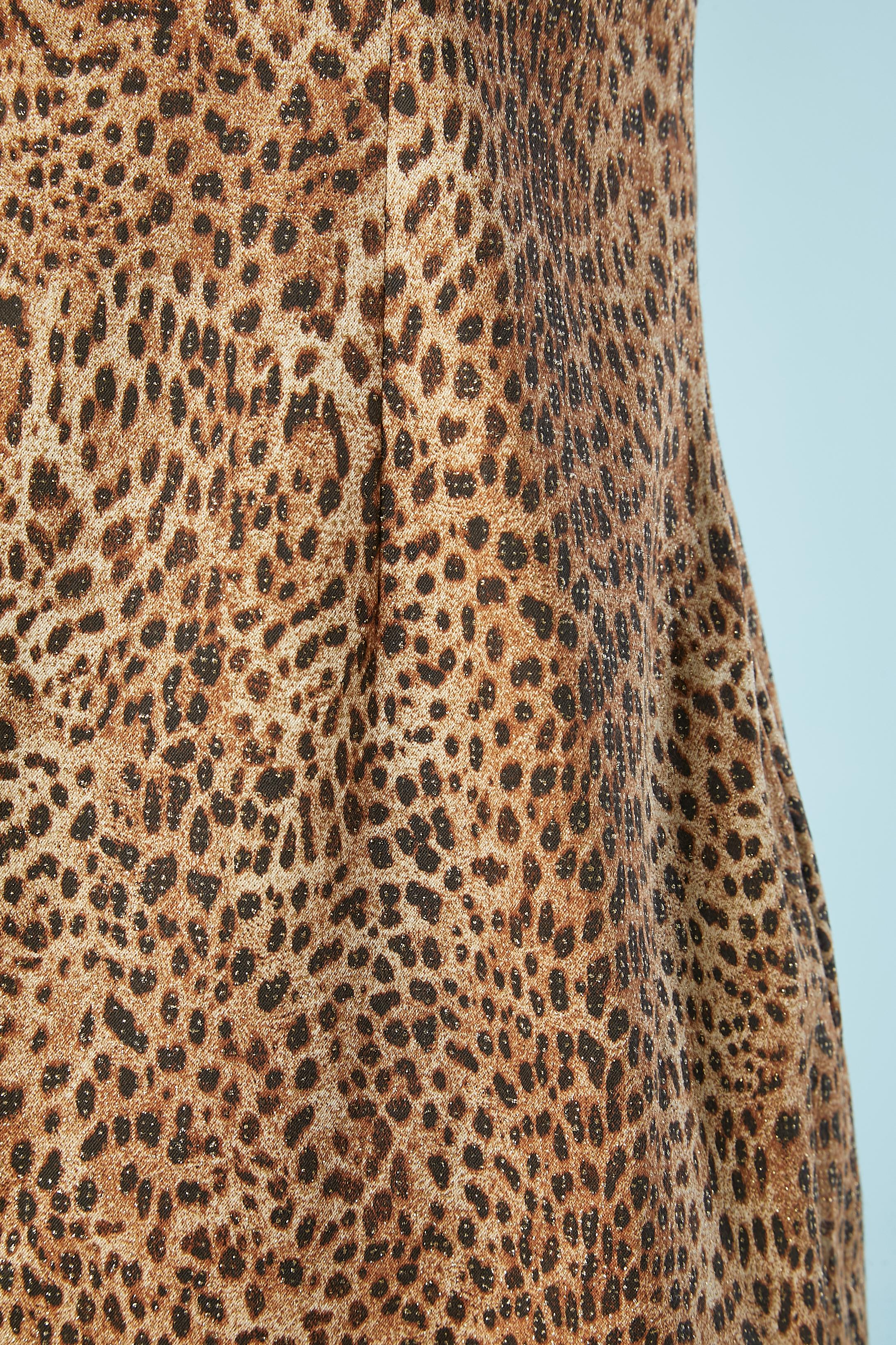 Brown Bustier cocktail dress with leopard print and lurex thread Just Cavalli  For Sale