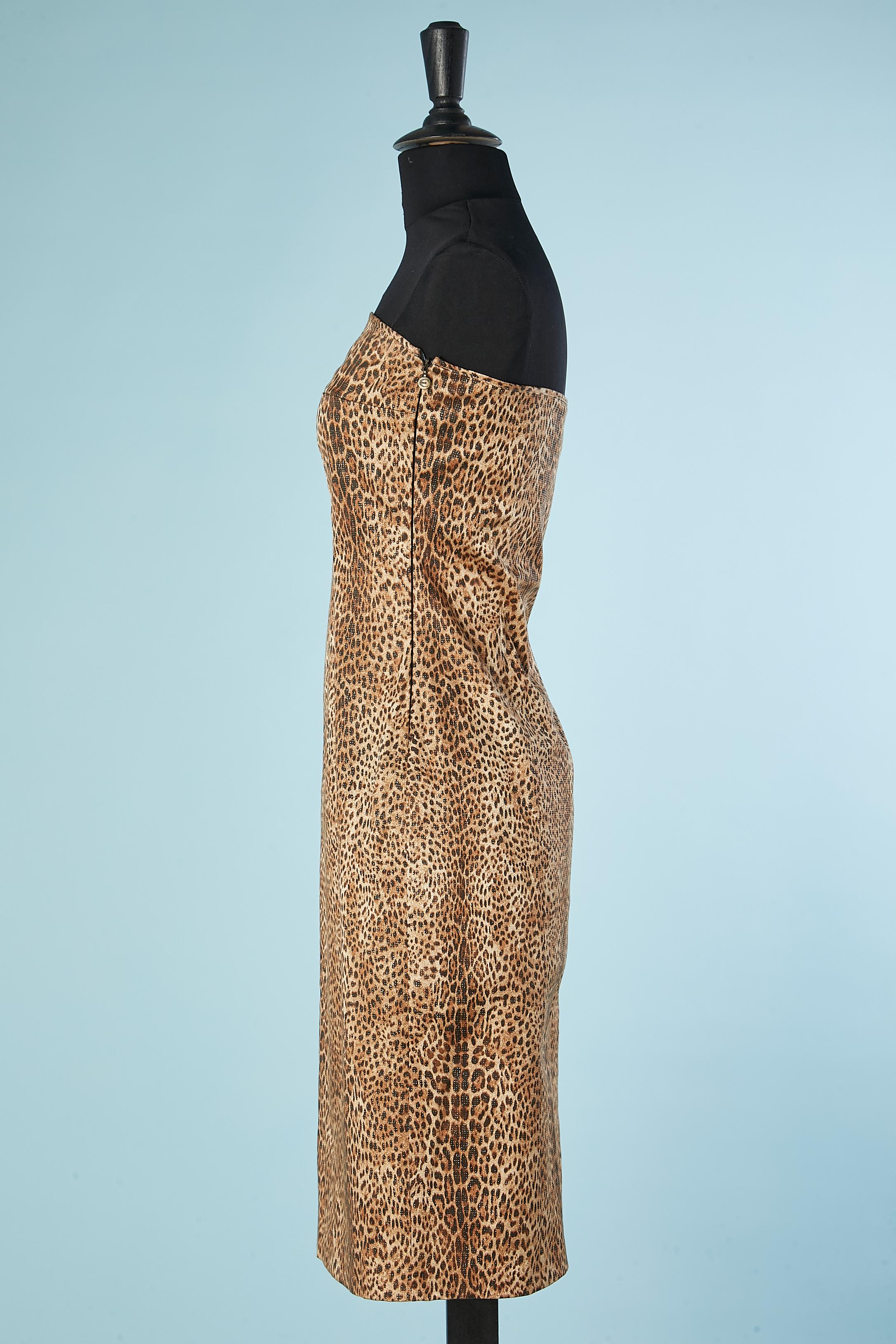 Women's Bustier cocktail dress with leopard print and lurex thread Just Cavalli  For Sale