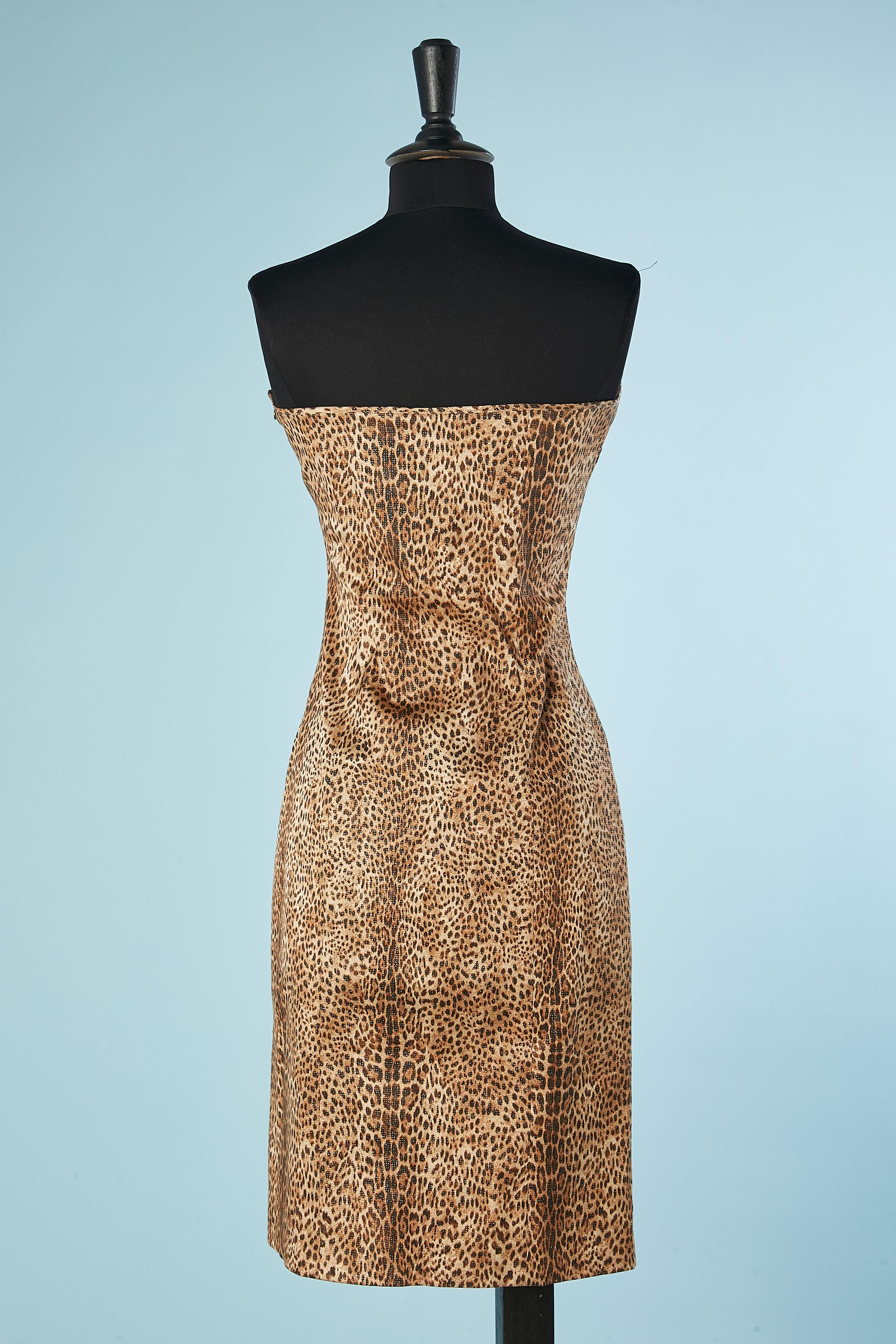 Bustier cocktail dress with leopard print and lurex thread Just Cavalli  For Sale 1