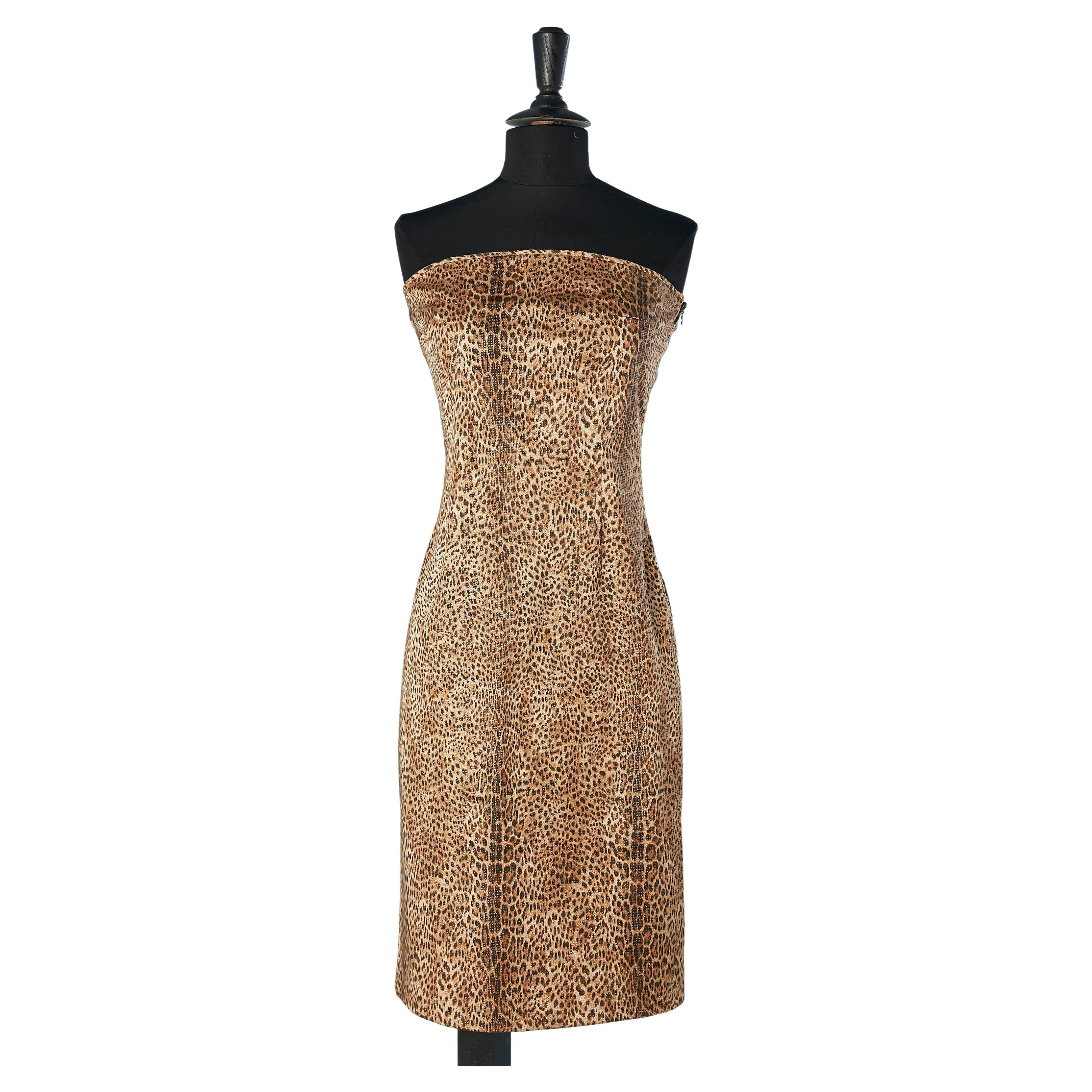 Bustier cocktail dress with leopard print and lurex thread Just Cavalli  For Sale