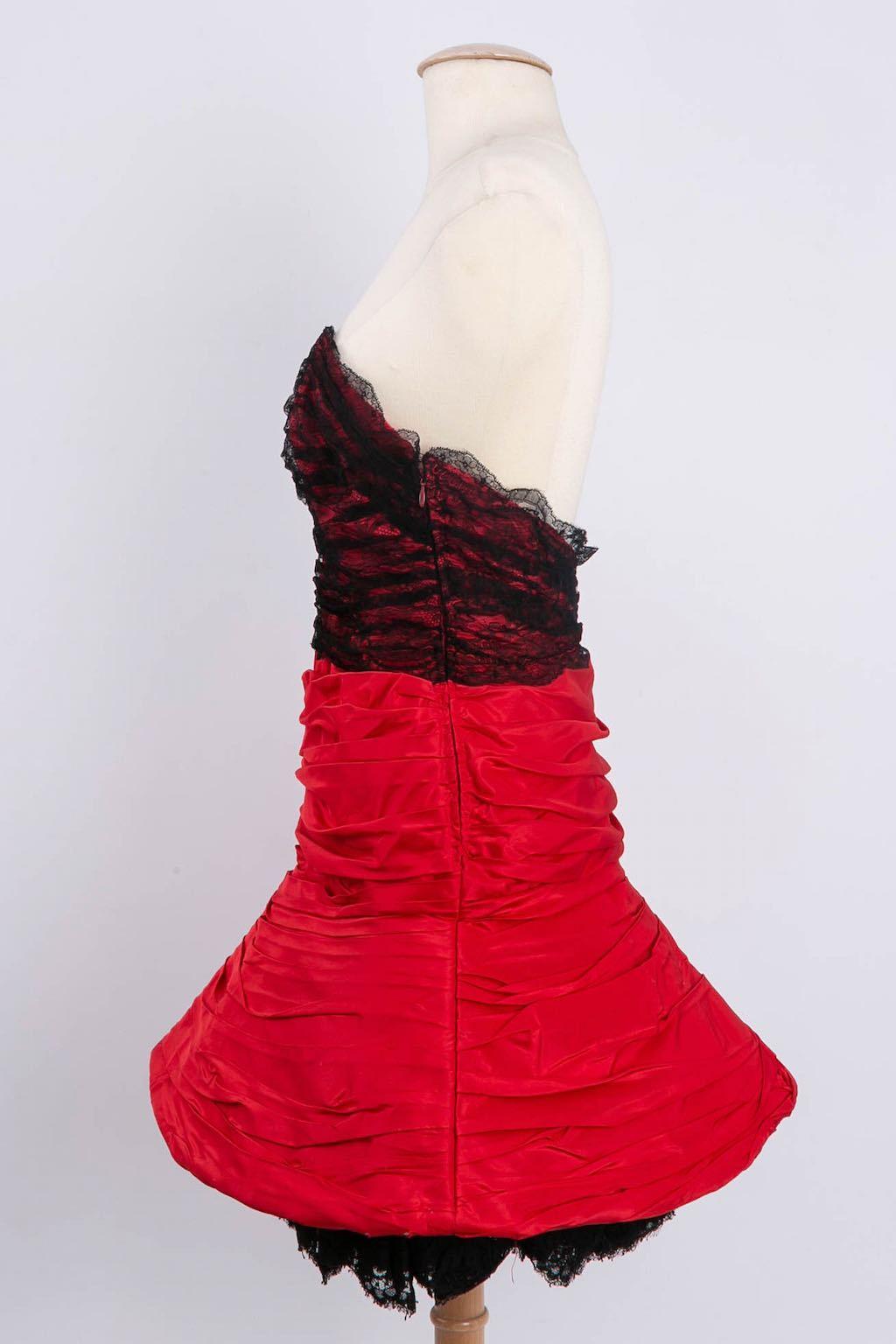 Abito bustier in taffetà e pizzo in vendita 1