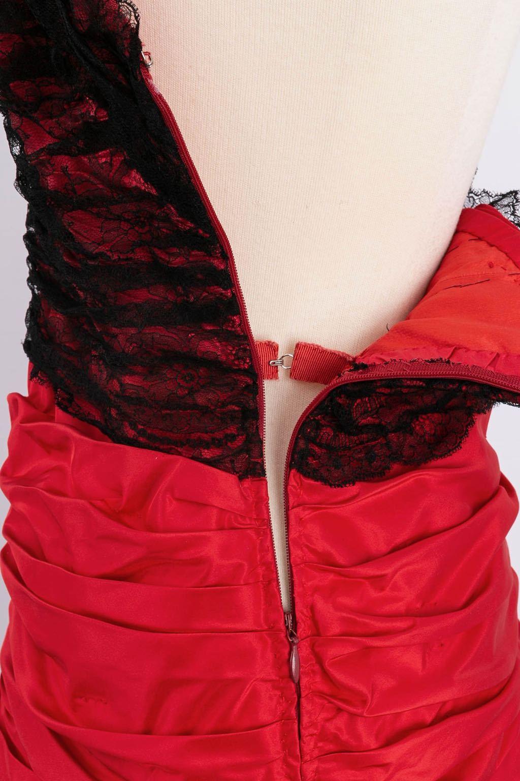 Abito bustier in taffetà e pizzo in vendita 2