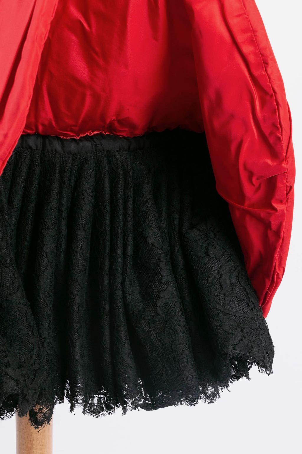 Abito bustier in taffetà e pizzo in vendita 3