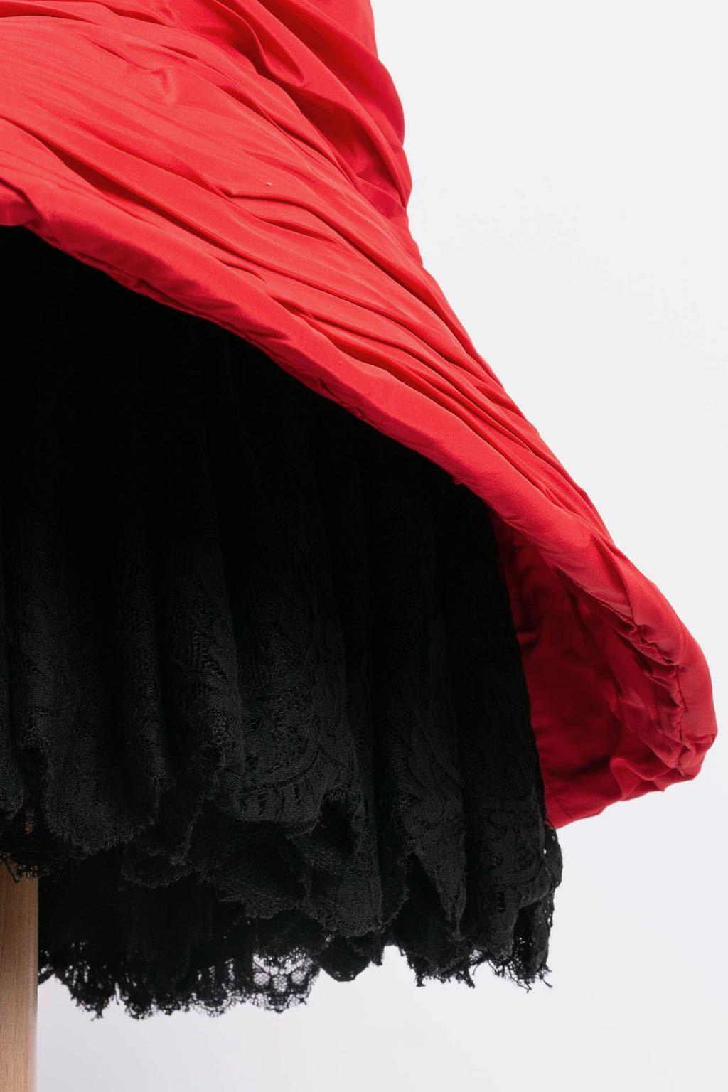 Abito bustier in taffetà e pizzo in vendita 4