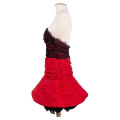 Bustier dress in taffeta and lace