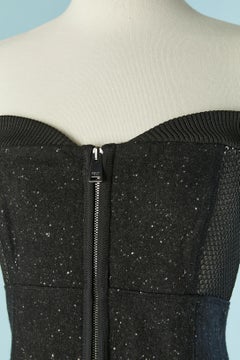 Bustier dress made of chiné wool and see-through technical fabric  FENDI