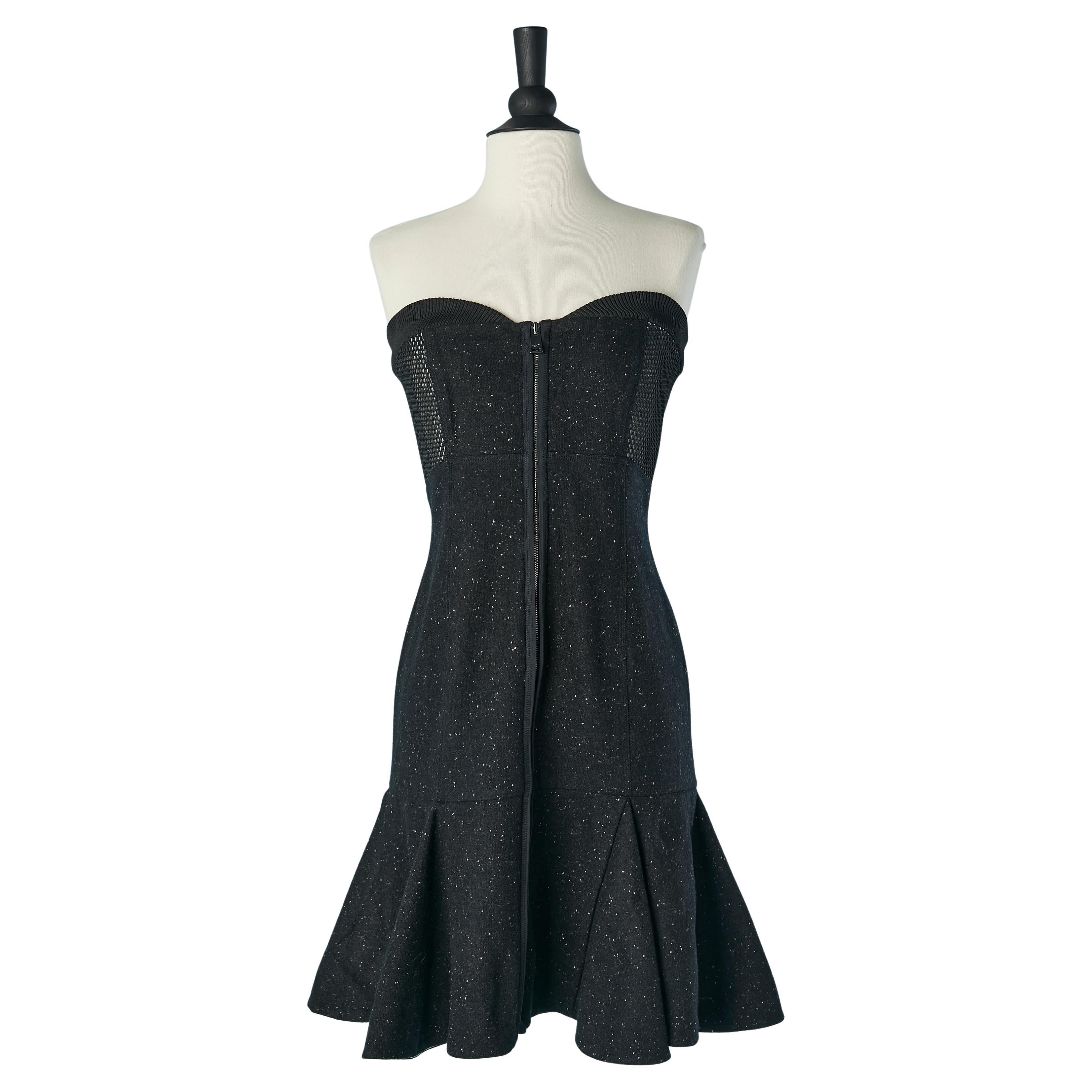 Bustierkleid aus Chiné-Wolle und durchsichtigem technischem Gewebe  FENDI