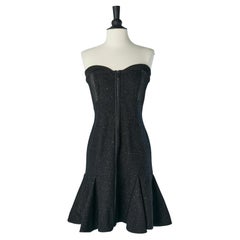 Abito a bustier in lana chiné e tessuto tecnico trasparente  FENDI