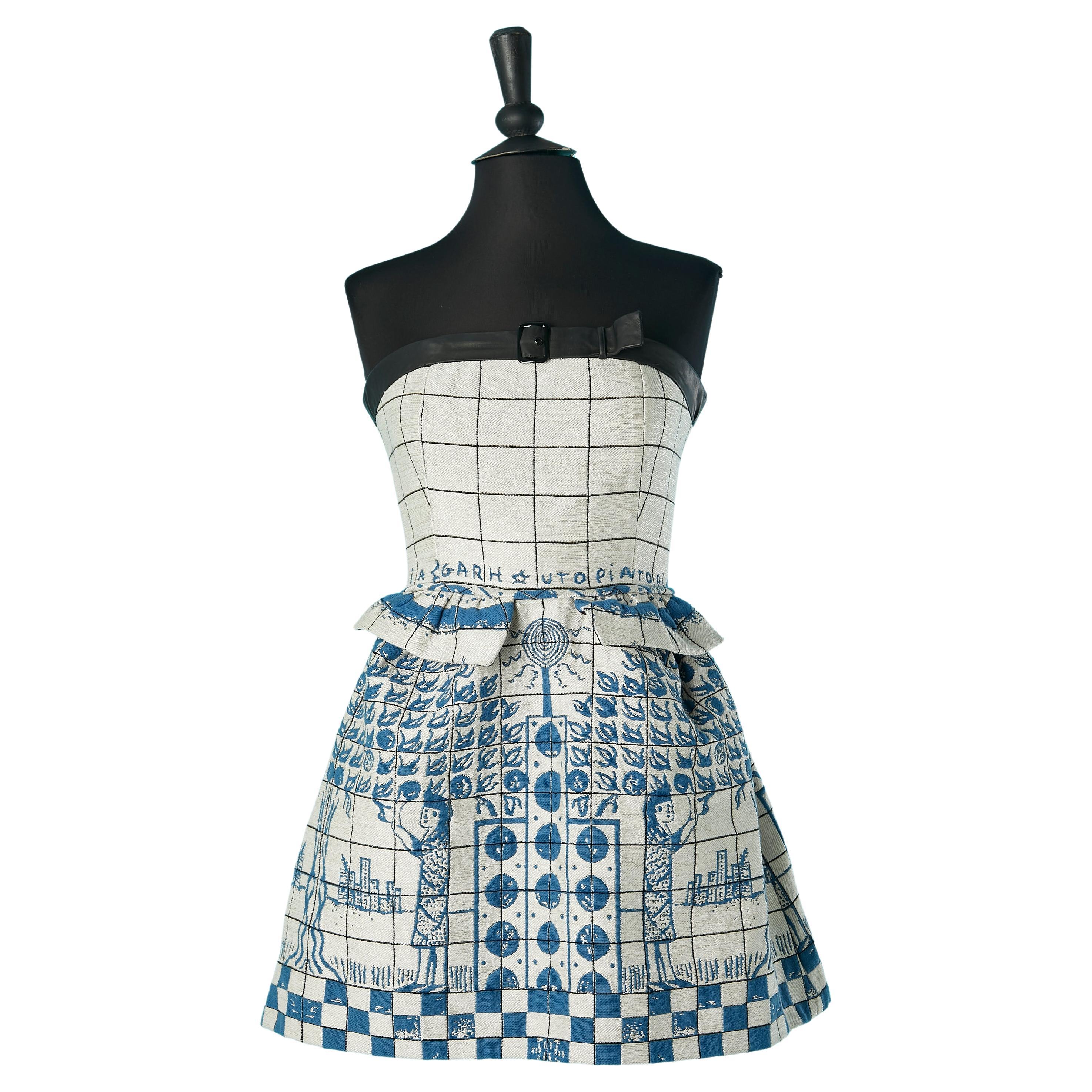 Bustier dress with jacquard pattern Jean-Charles de Castelbajac  For Sale