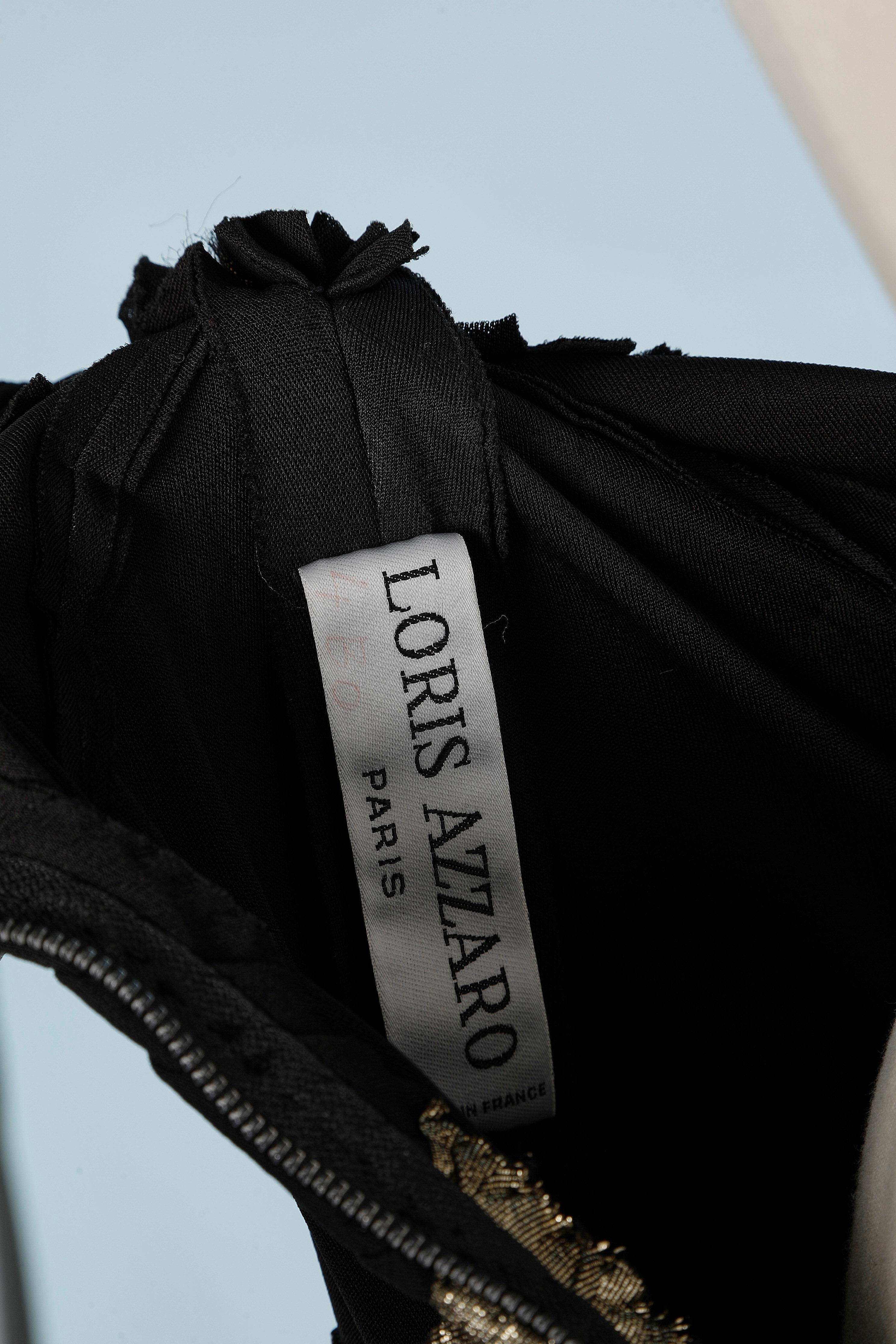 Robe de soirée bustier noire  jersey et mousseline lamé drapé Loris Azzaro  en vente 1
