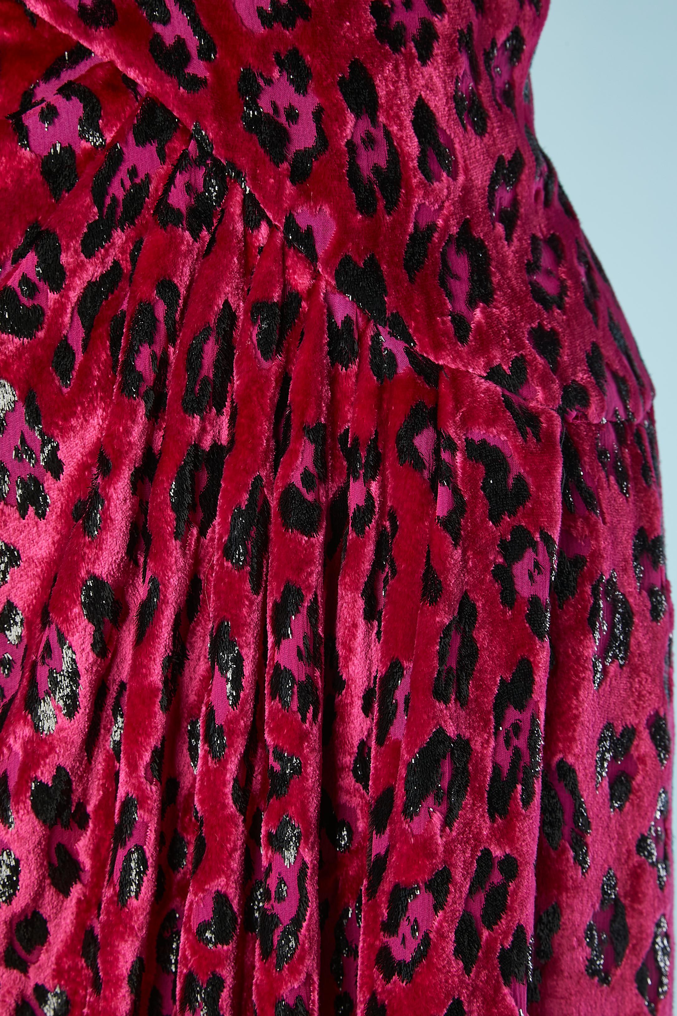Bustier evening dress in velour dévoré and leopard pattern Circa 1980's  In Excellent Condition In Saint-Ouen-Sur-Seine, FR