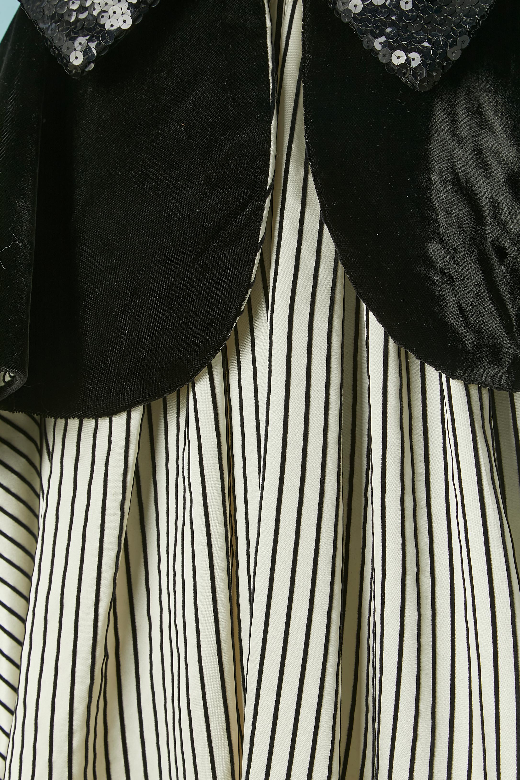 Bustier evening dress made of sequin, velvet and striped Jessica Mc Clintock For Sale 3