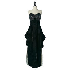 Vintage Bustier evening dress made of sequin, velvet and striped Jessica Mc Clintock