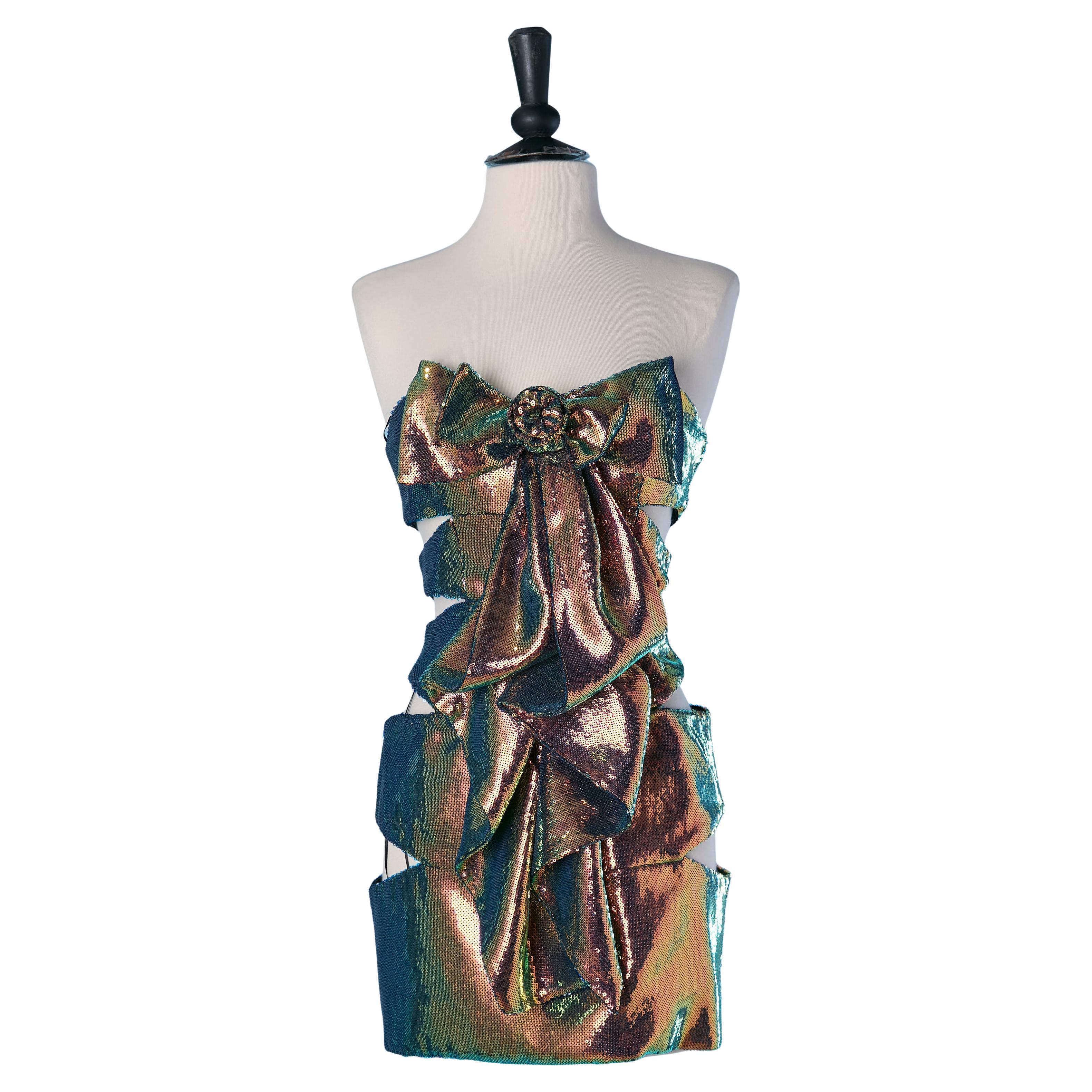 Mini abito bustier in paillettes multicolore Alexandre Vauthier