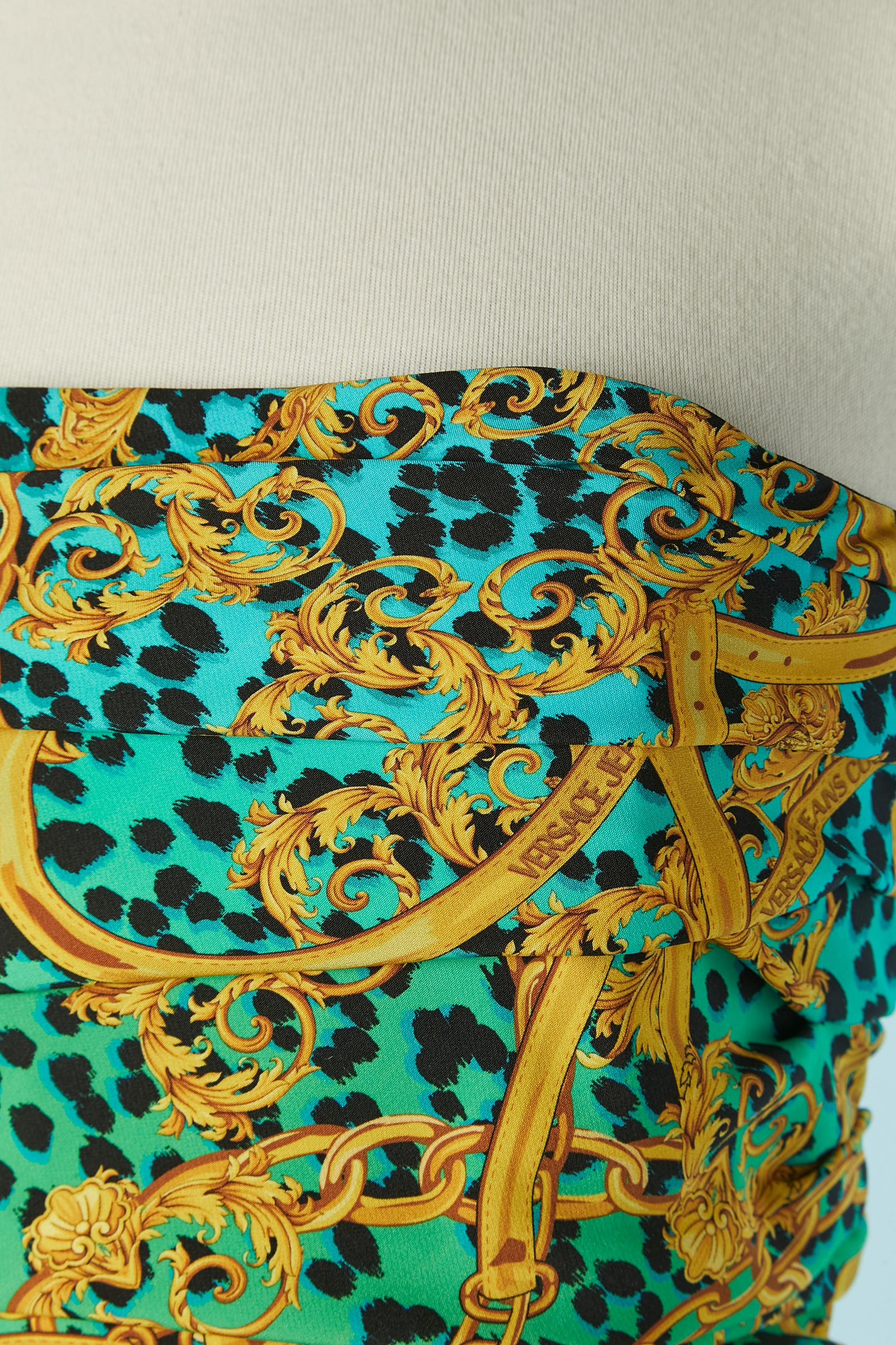 Marrone Bustier stampato  abito ballon cocktail Versace Jeans Couture