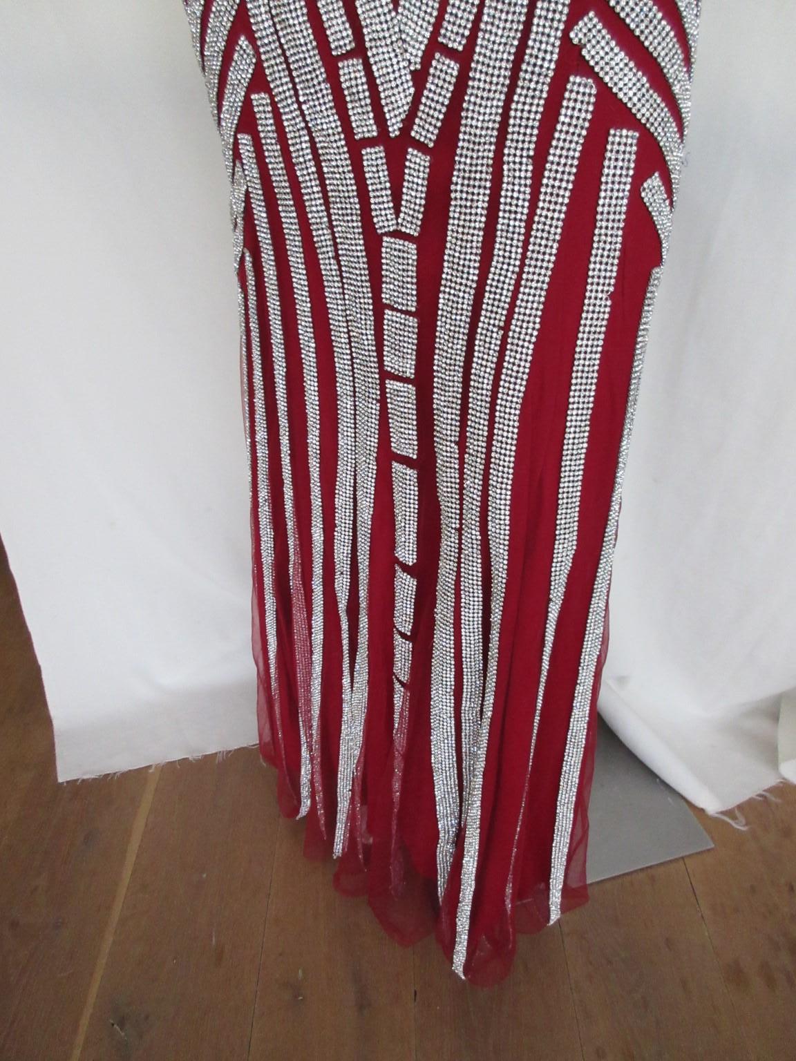 Bustier Style Silver Strass Party Evening Dress  In Good Condition For Sale In Amsterdam, NL