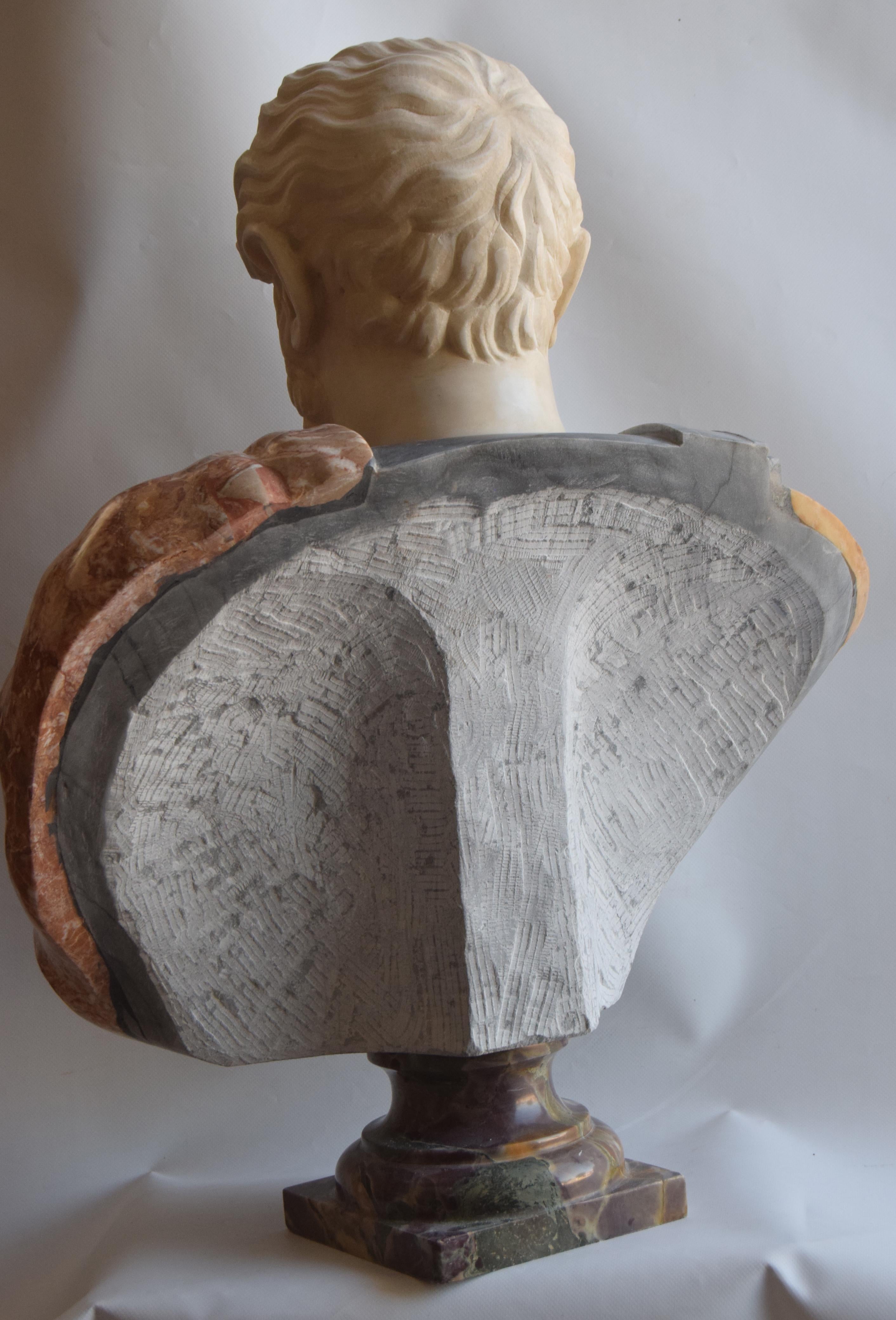 Hadrian bust in polychrome marble For Sale 2
