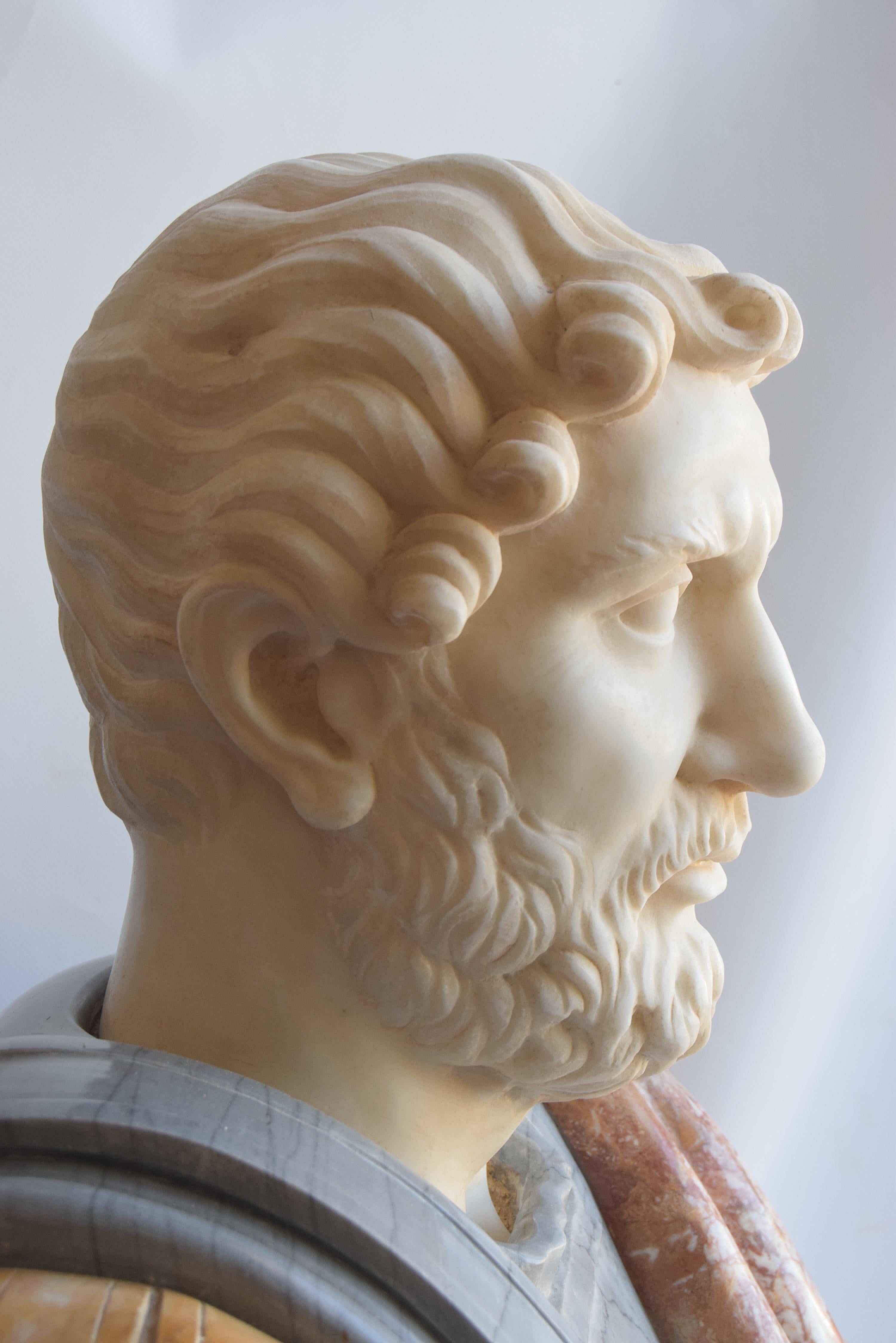 Marble Hadrian bust in polychrome marble For Sale