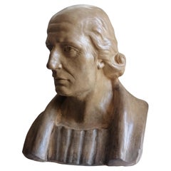 Busto de Cristóbal Colón de cerámica ligera moldeada a mano, fabricado en Italia