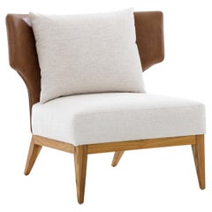 Busto Gebogener Sessel mit Sitz und Rückenlehne aus Kunstleder in Teakholzoptik