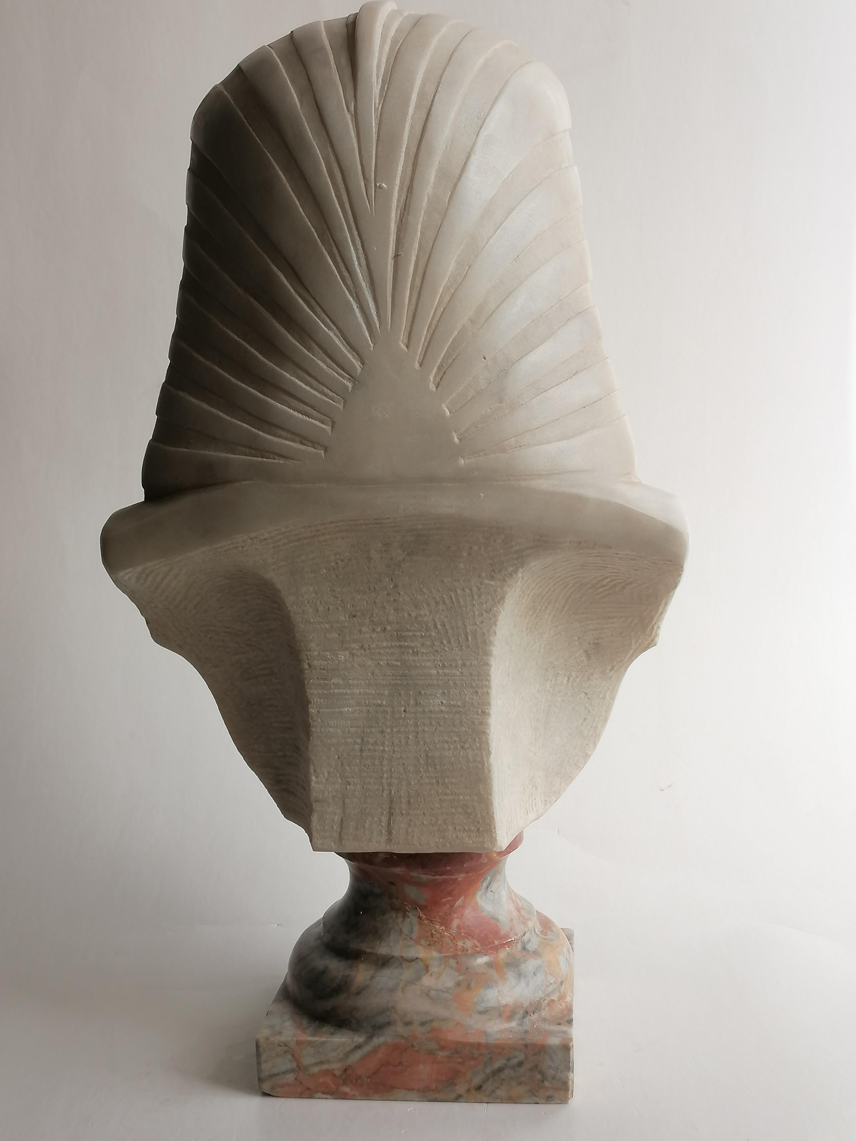 Hand-Crafted Busto di Antinoo versione egizia -scolpito su marmo -made in Italy For Sale