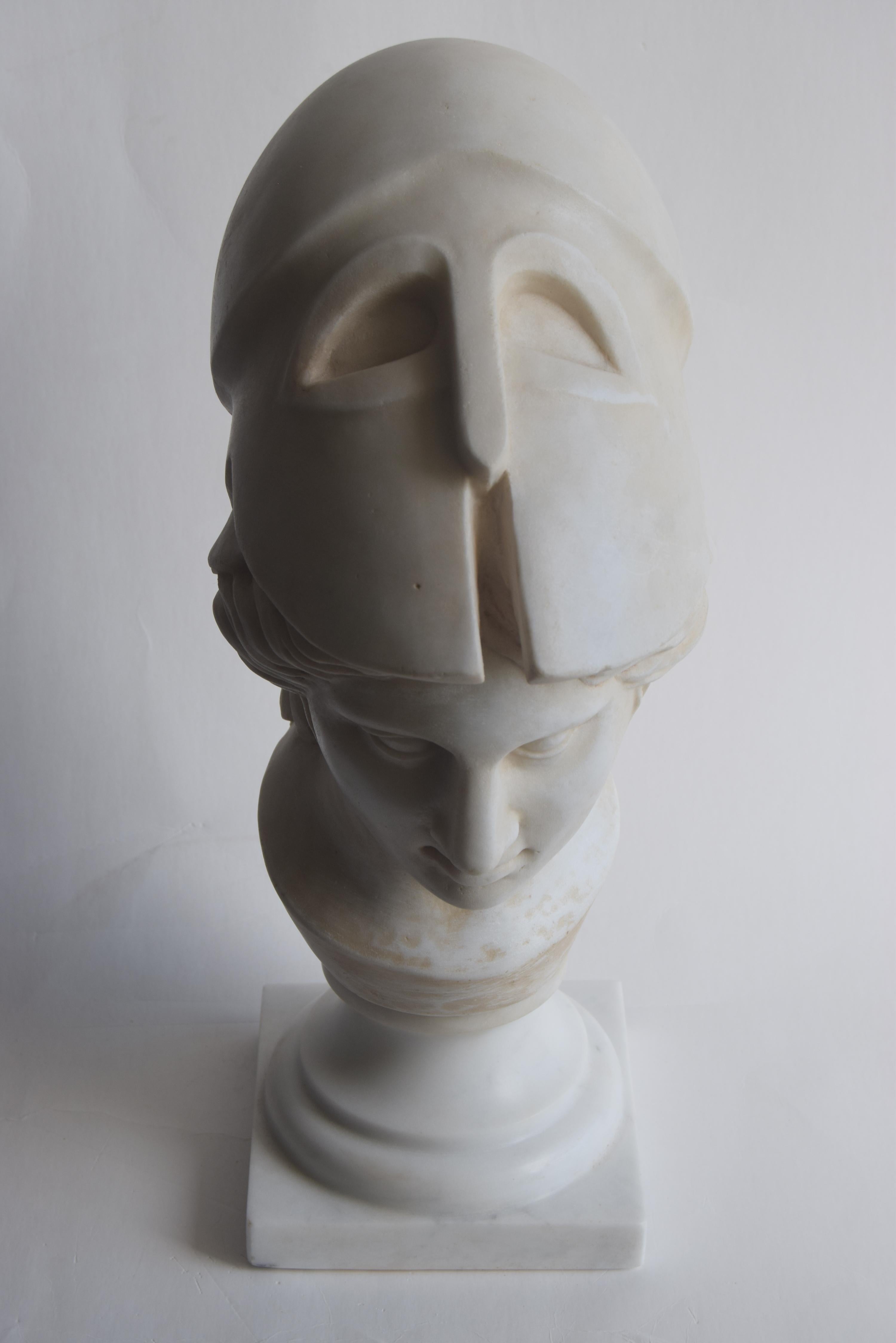 Busto di Atena o Minerva romana scolpito su marmo bianco Carrara -made in Italy In condizioni Nuovo in vendita a Tarquinia, IT
