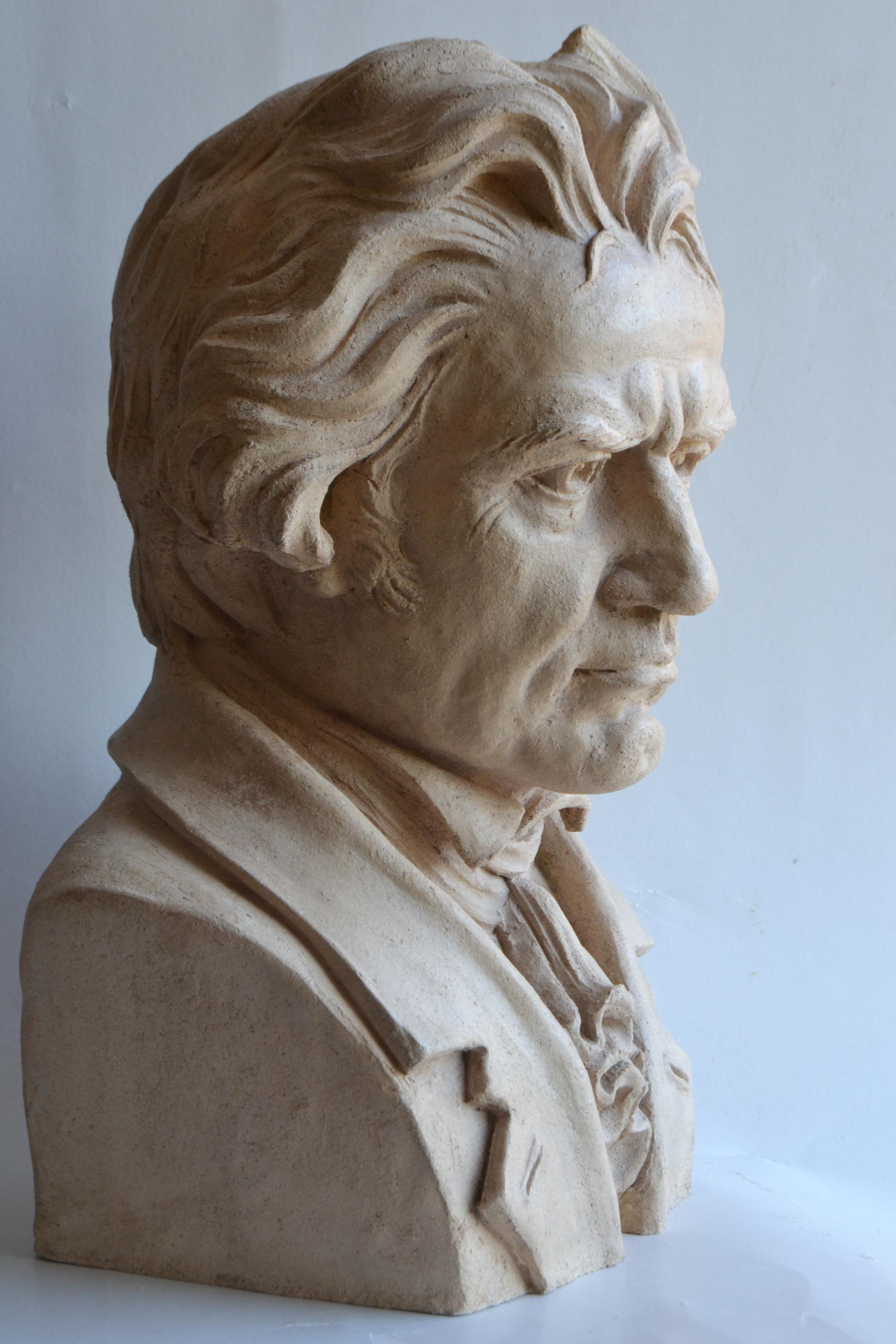 Bust of Beethoven -handmade refractory ceramic -made in Italy For Sale 2