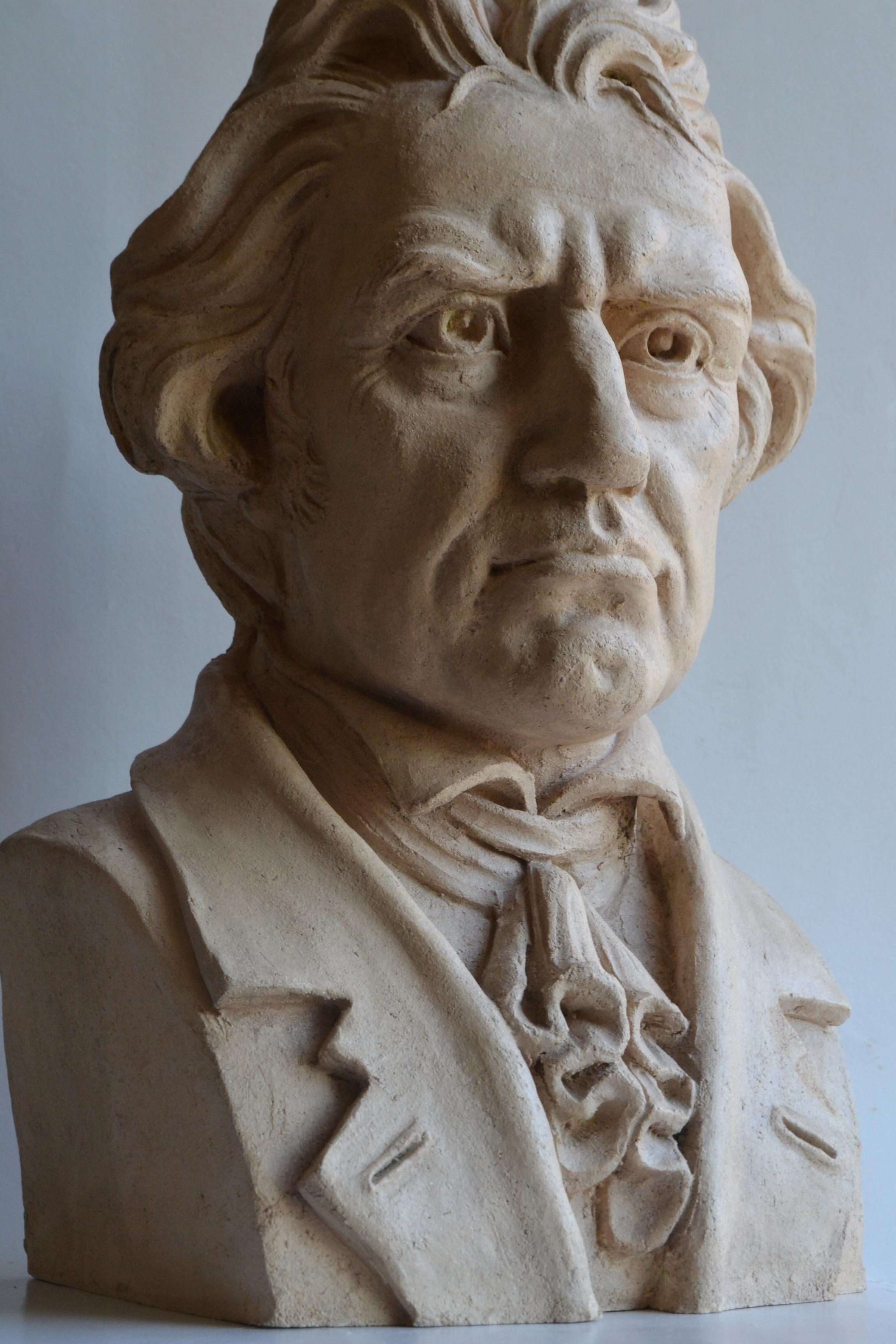 Bust of Beethoven -handmade refractory ceramic -made in Italy For Sale 3