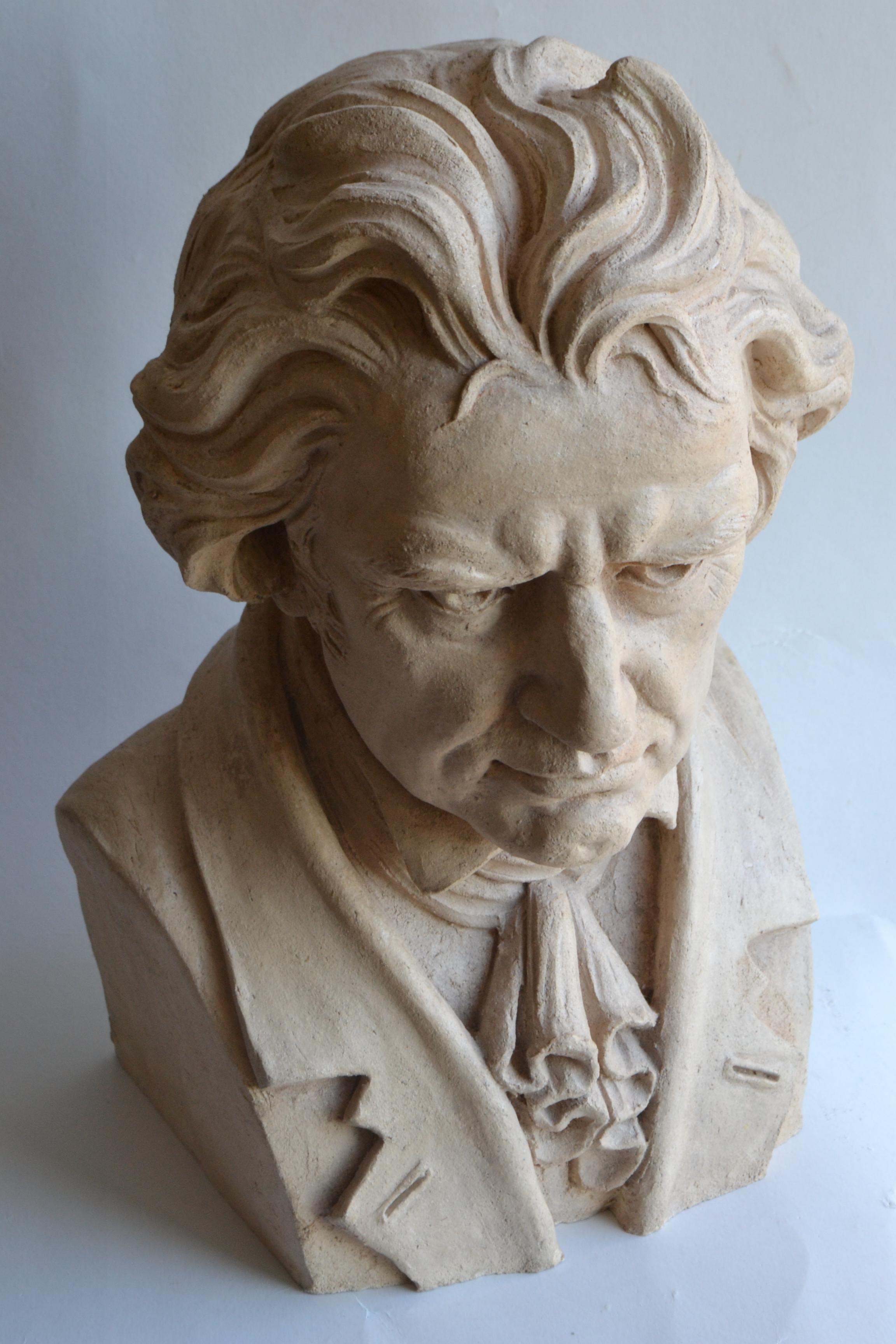 Bust of Beethoven -handmade refractory ceramic -made in Italy For Sale 4