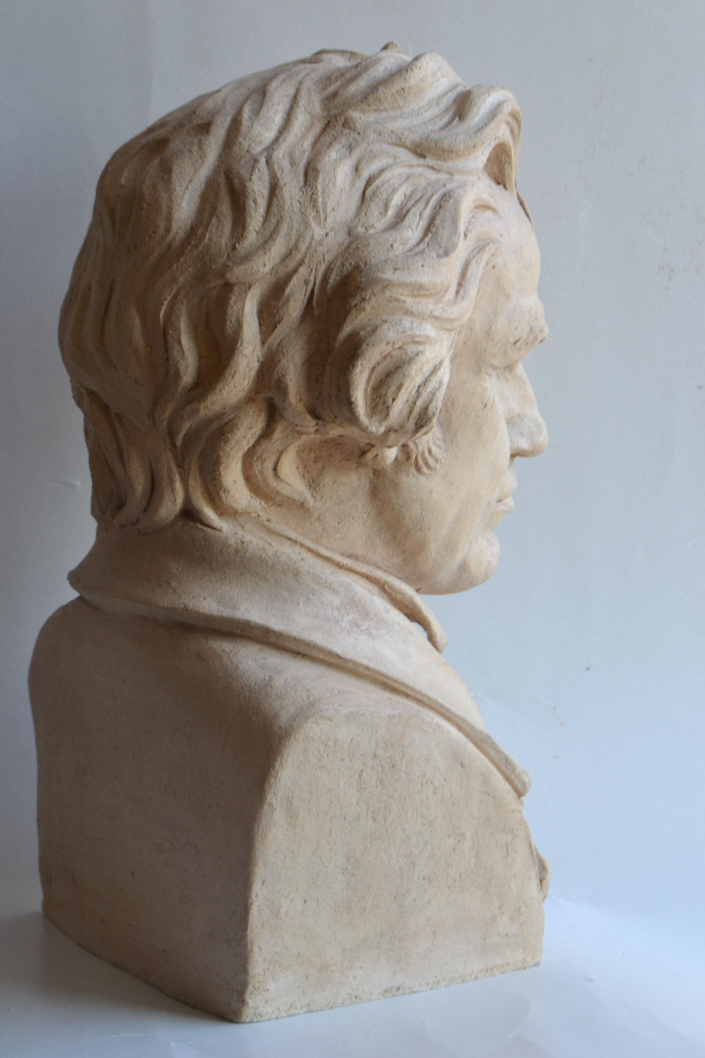 Contemporary Bust of Beethoven -handmade refractory ceramic -made in Italy For Sale