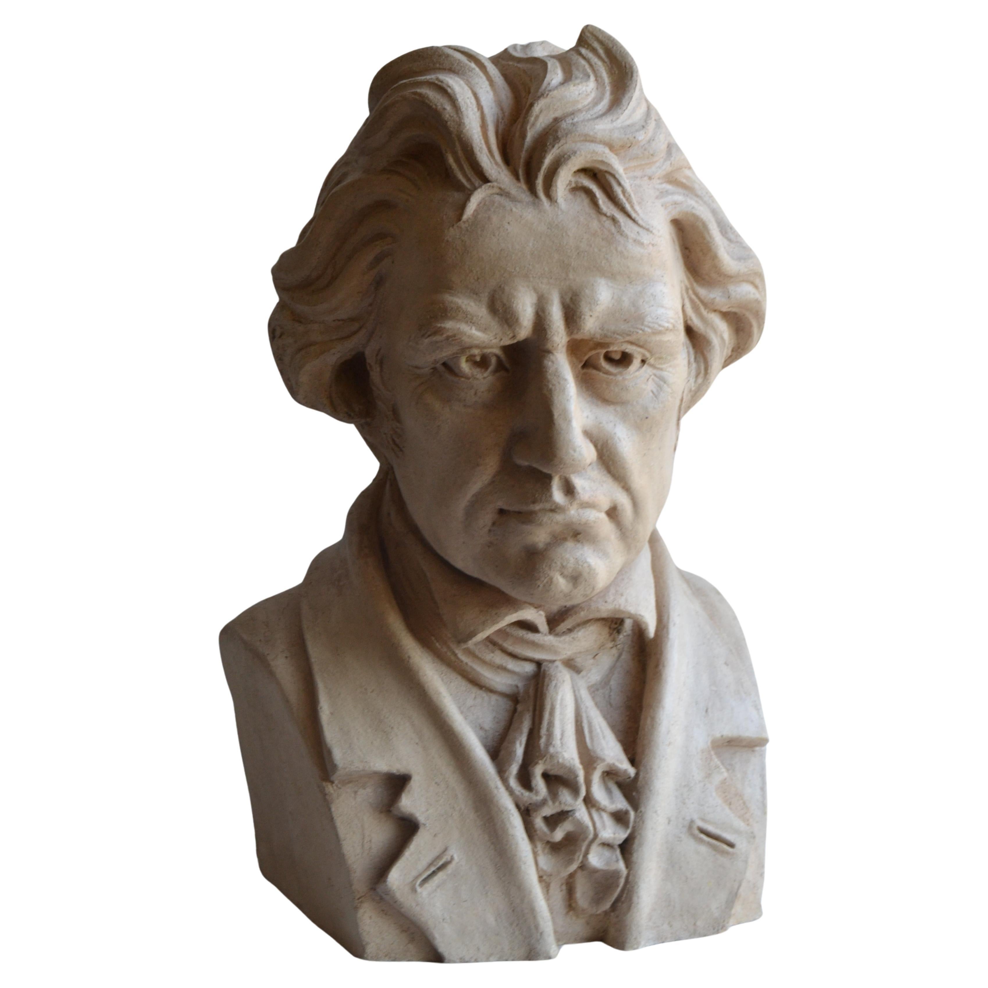 Bust of Beethoven -handmade refractory ceramic -made in Italy For Sale