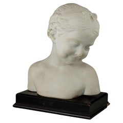 Bust of Maiden in White Marble Italy Mid-19th Century