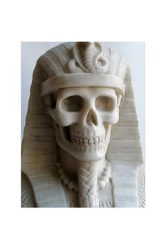Busto di faraone egizio, (memento- vanitas ) scolpito su marmo bianco di Carrara